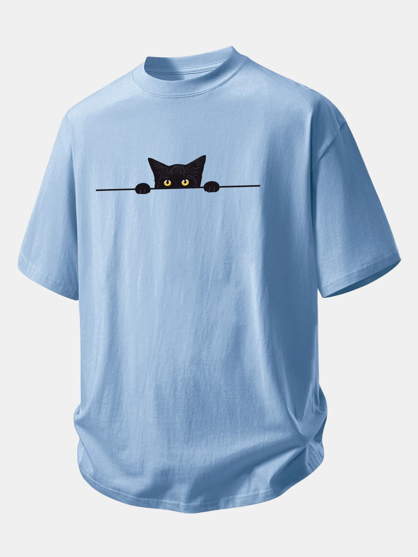 Relax Fit Black Cat Print Cotton T-Shirt - Image 11