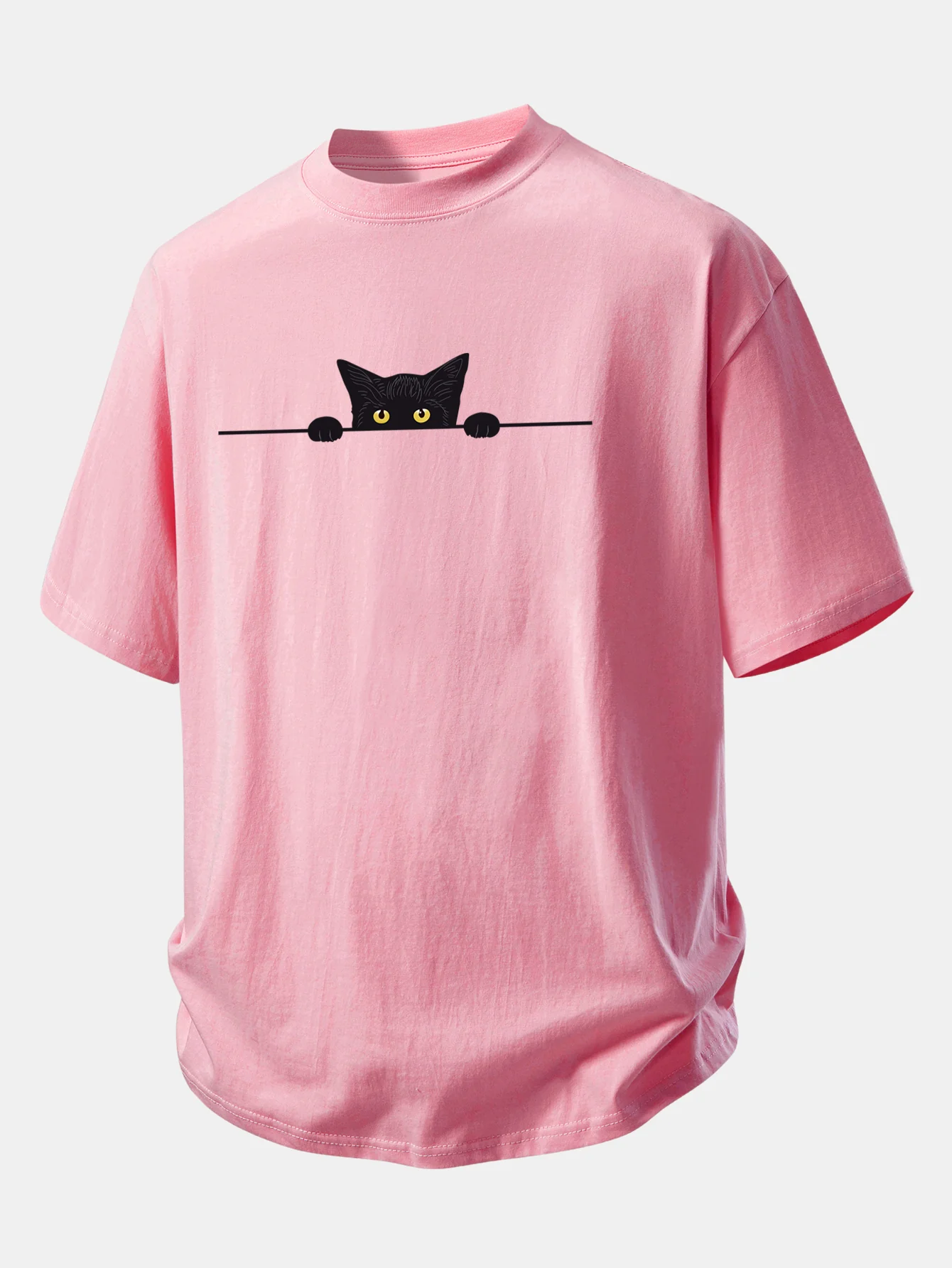 Relax Fit Black Cat Print Cotton T-Shirt - Image 5
