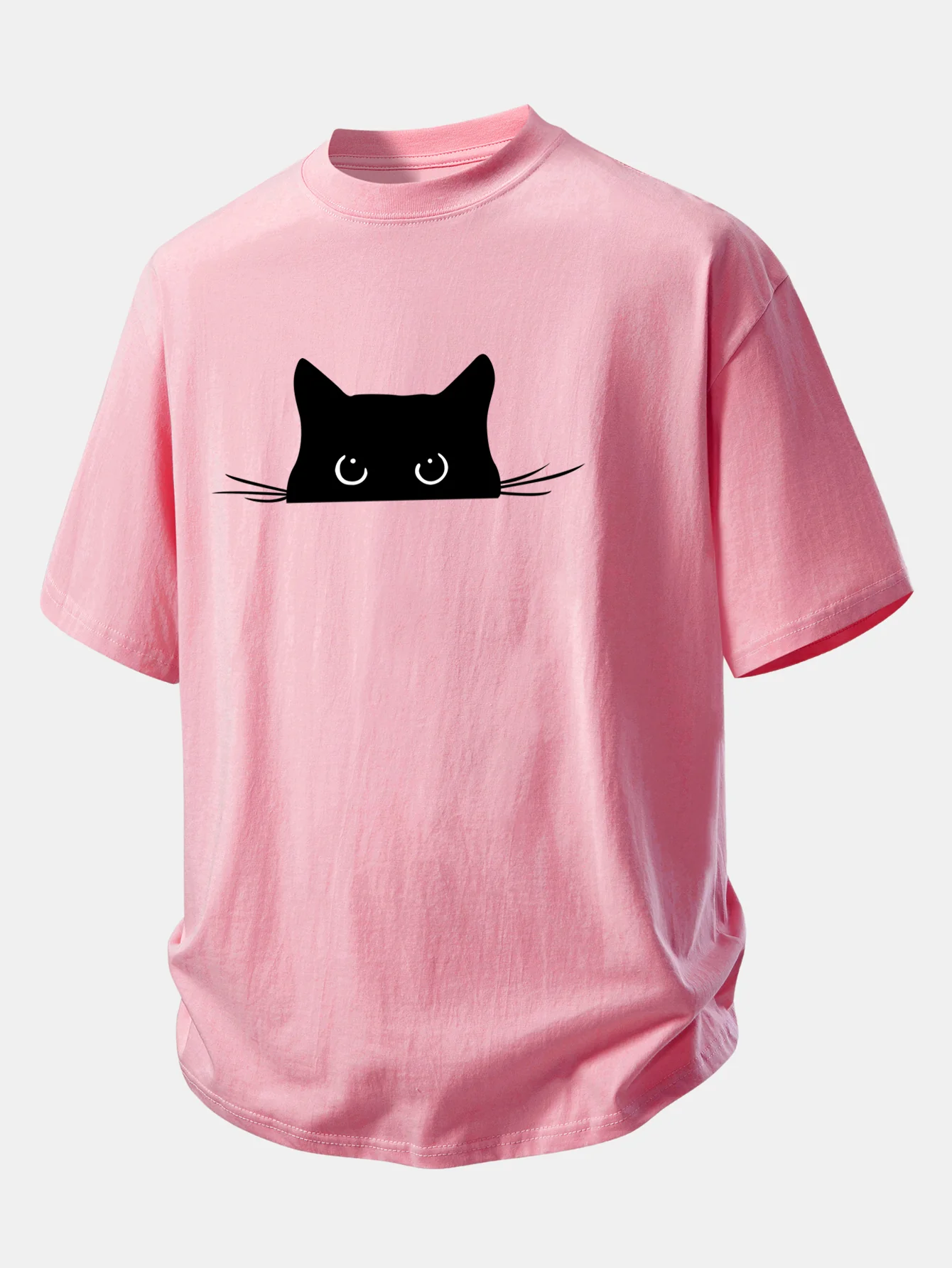 Relax Fit Black Cat Print Cotton T-Shirt - Image 3