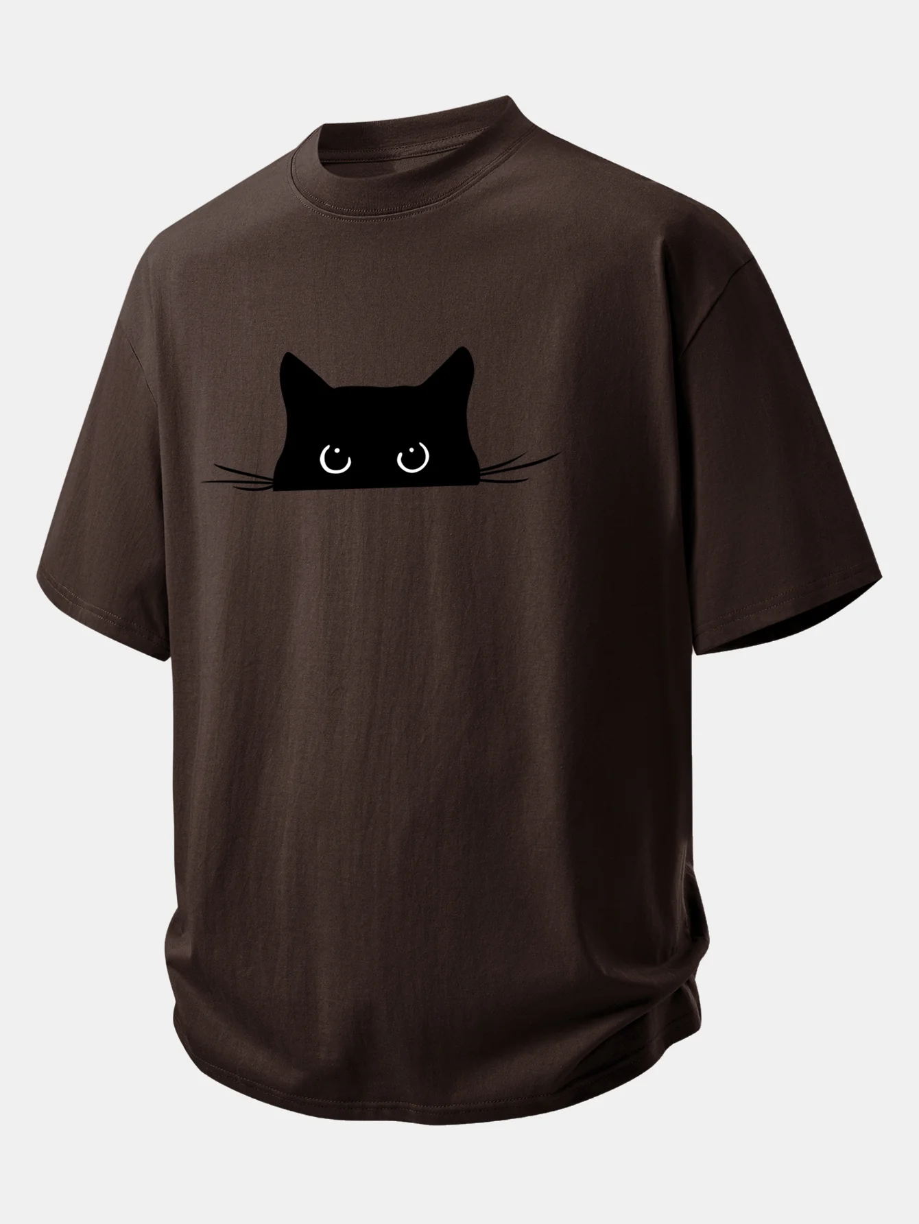 Relax Fit Black Cat Print Cotton T-Shirt - Image 4