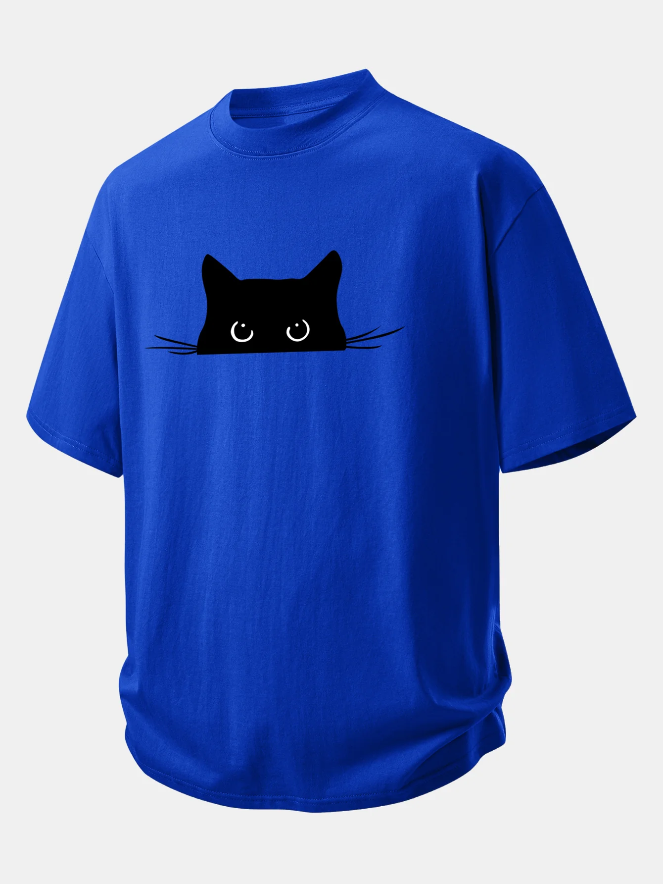 Relax Fit Black Cat Print Cotton T-Shirt - Image 8