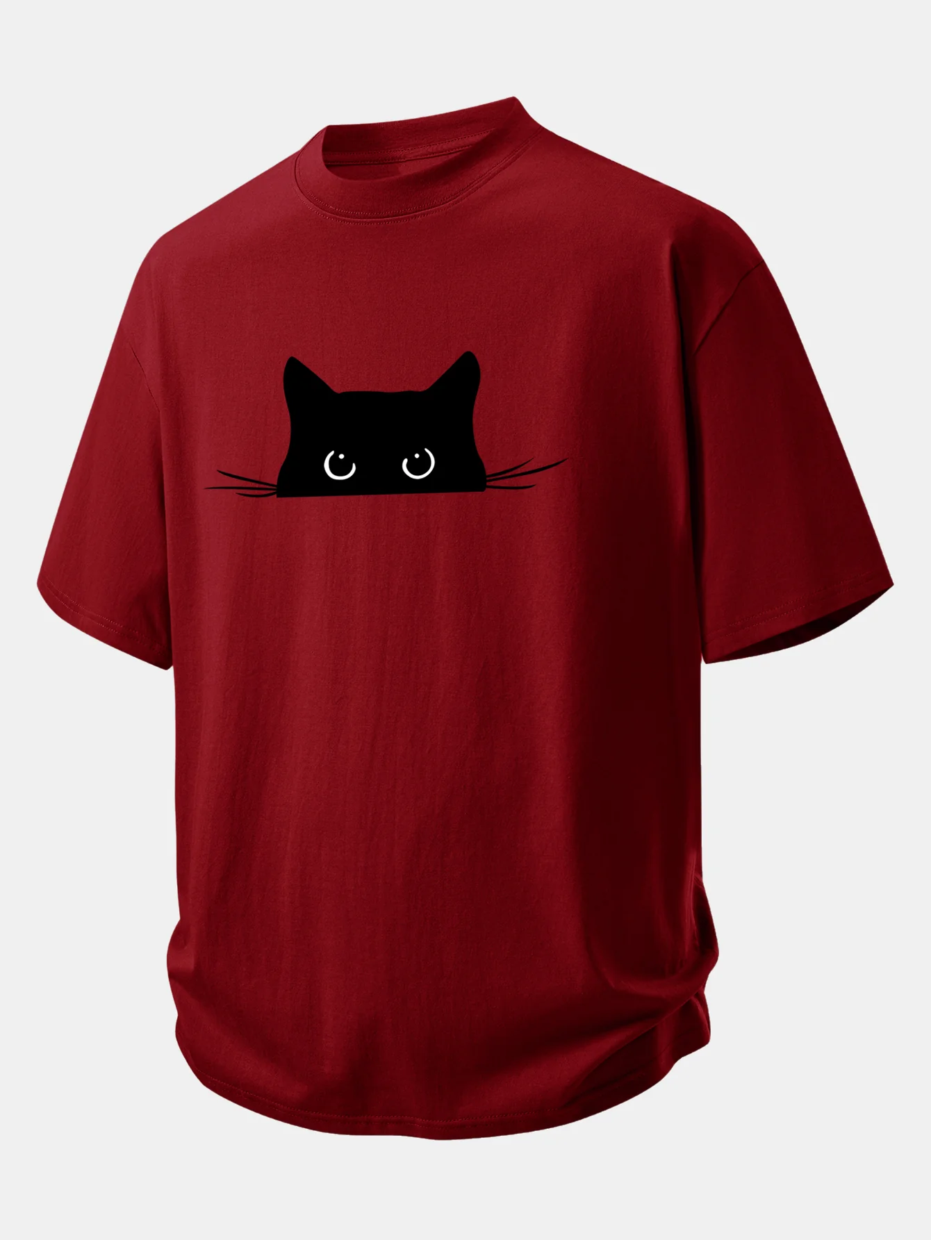 Relax Fit Black Cat Print Cotton T-Shirt - Image 9