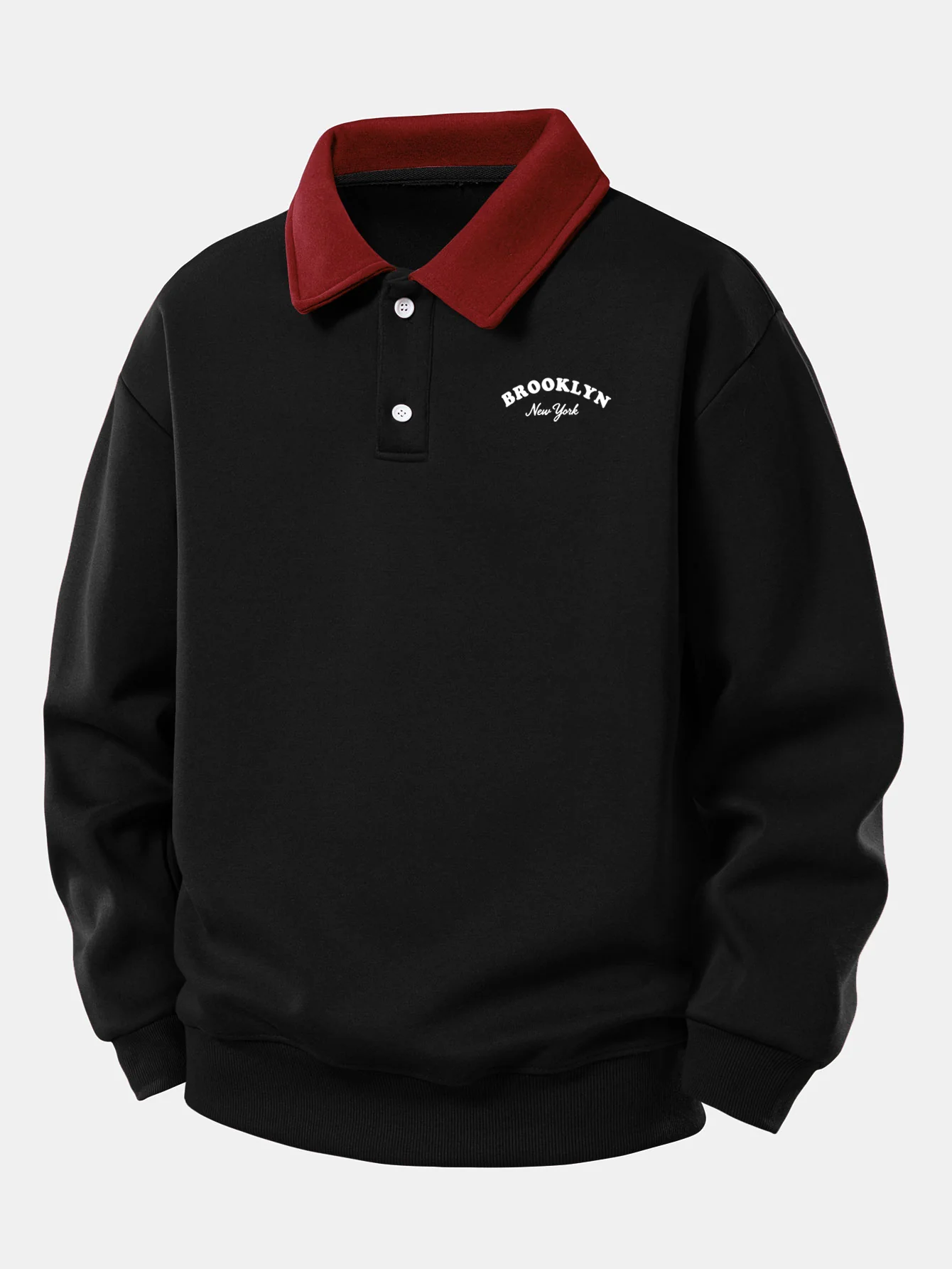Relax Fit Brooklyn Print Contrast Polo Sweatshirt - Image 5
