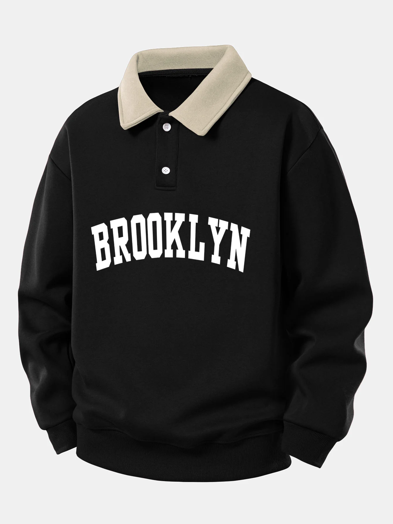 Relax Fit Brooklyn Print Kontrast Poloshirts Sweatshirt - Image 3