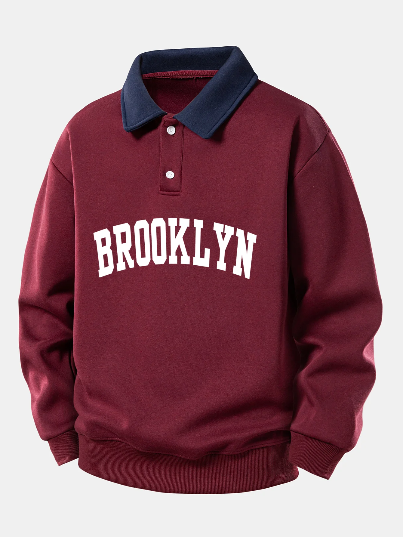 Relax Fit Brooklyn Print Kontrast Poloshirts Sweatshirt - Image 5