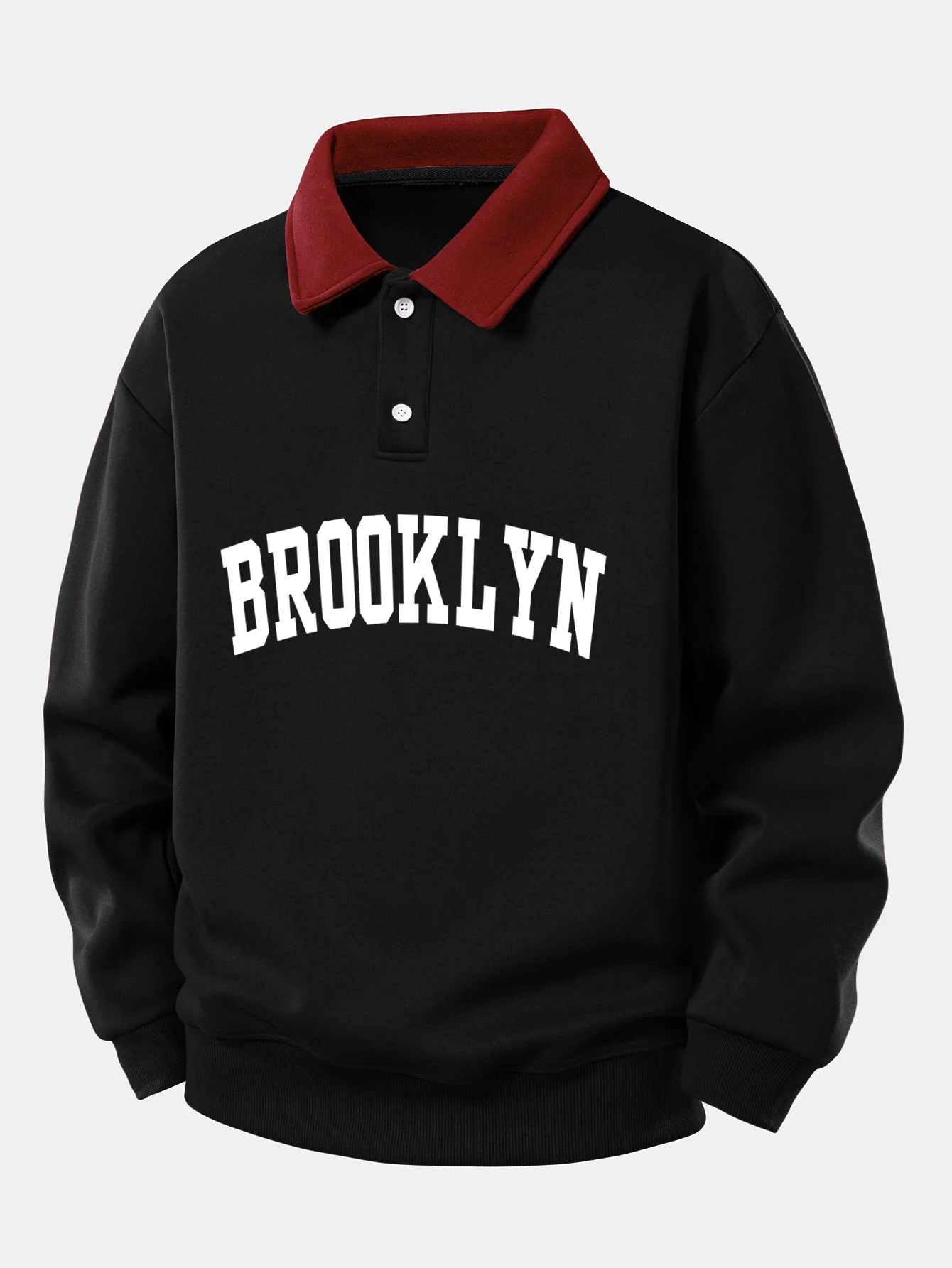 Relax Fit Brooklyn Print Kontrast Poloshirts Sweatshirt - Image 9