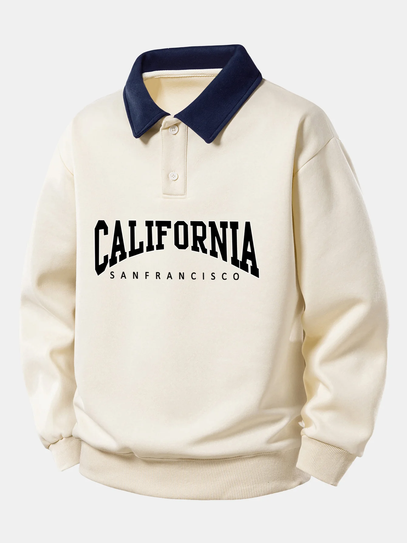 Relax Fit California Print Contrast Poloshirts Sweatshirt - Image 11
