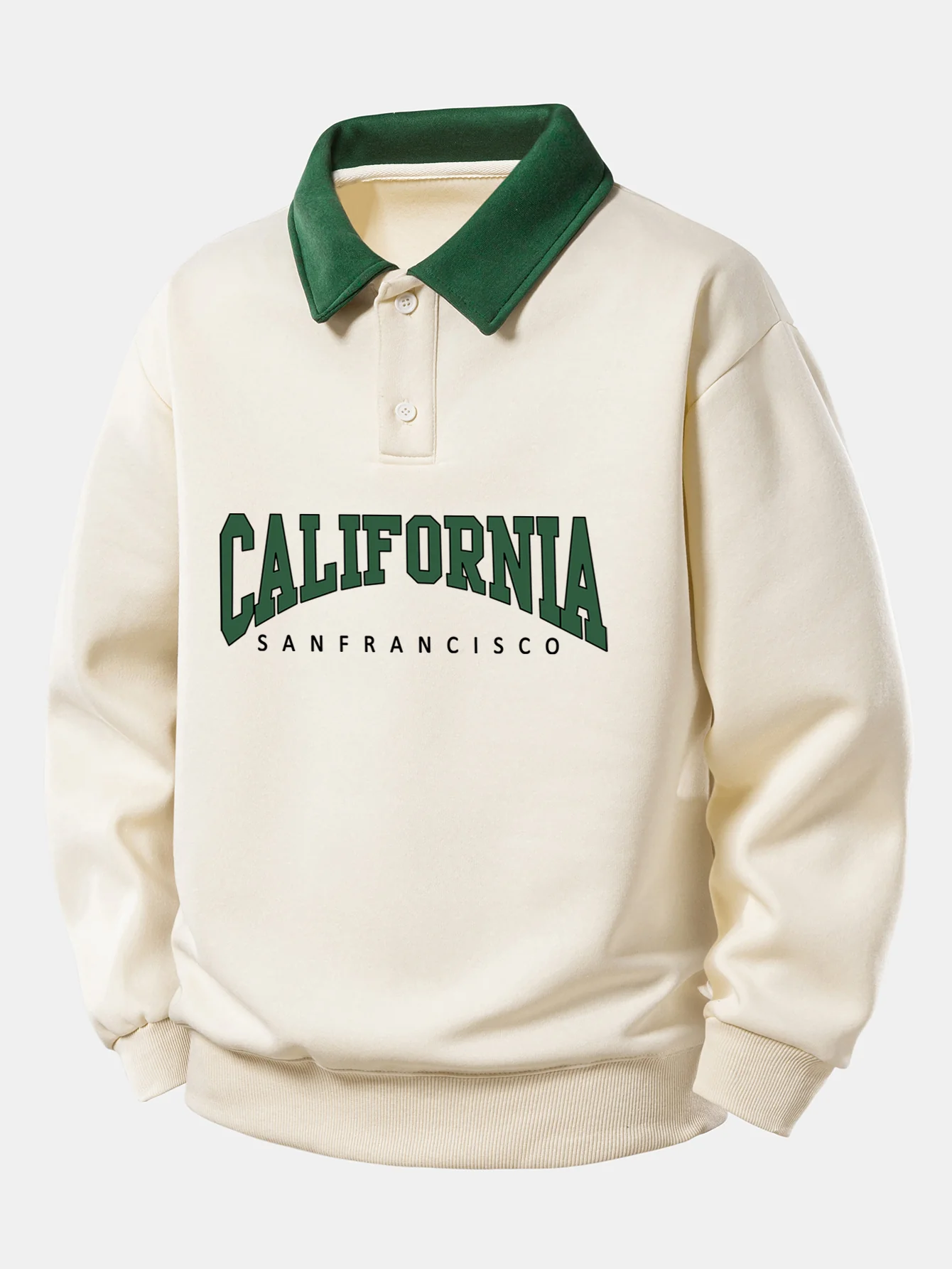 Relax Fit California Print Contrast Poloshirts Sweatshirt - Image 3
