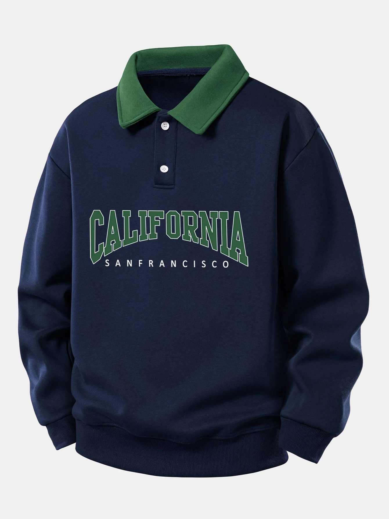 Relax Fit California Print Contrast Poloshirts Sweatshirt - Image 5