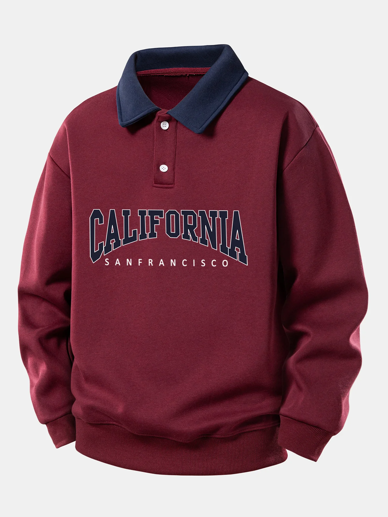 Relax Fit California Print Contrast Poloshirts Sweatshirt - Image 7