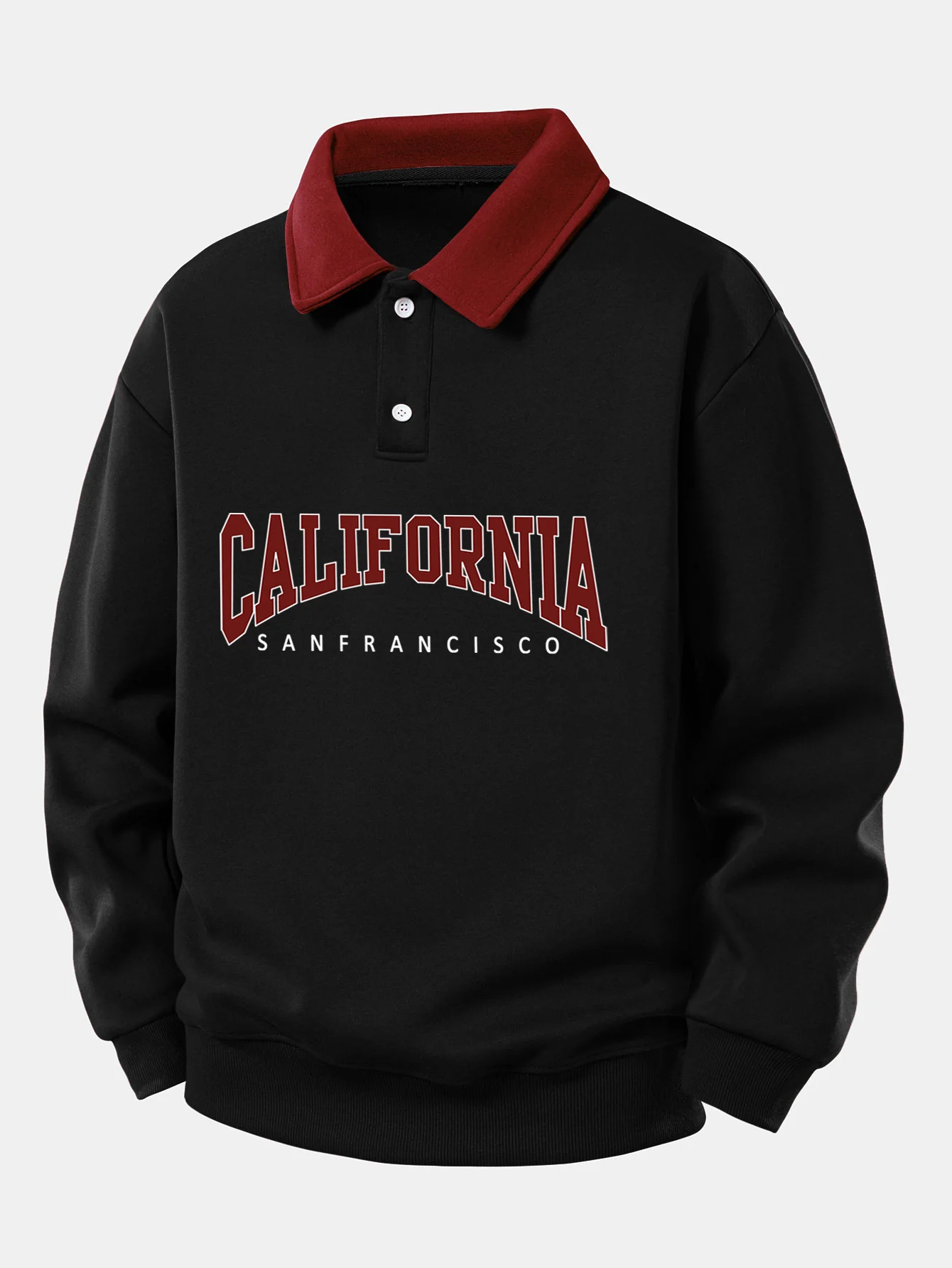 Relax Fit California Print Contrast Poloshirts Sweatshirt - Image 9