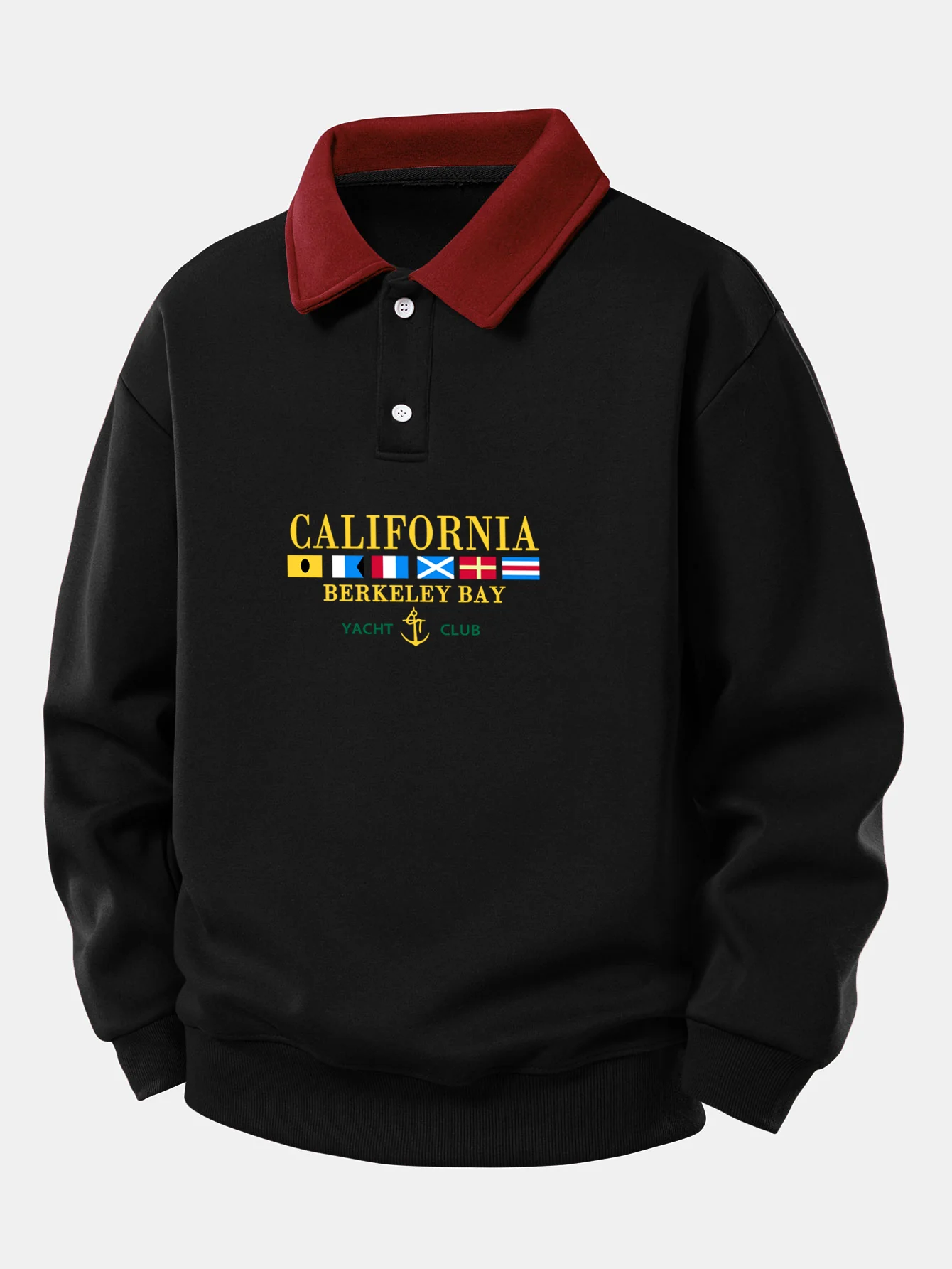 Relax Fit California Print Contrast Poloshirts Sweatshirt