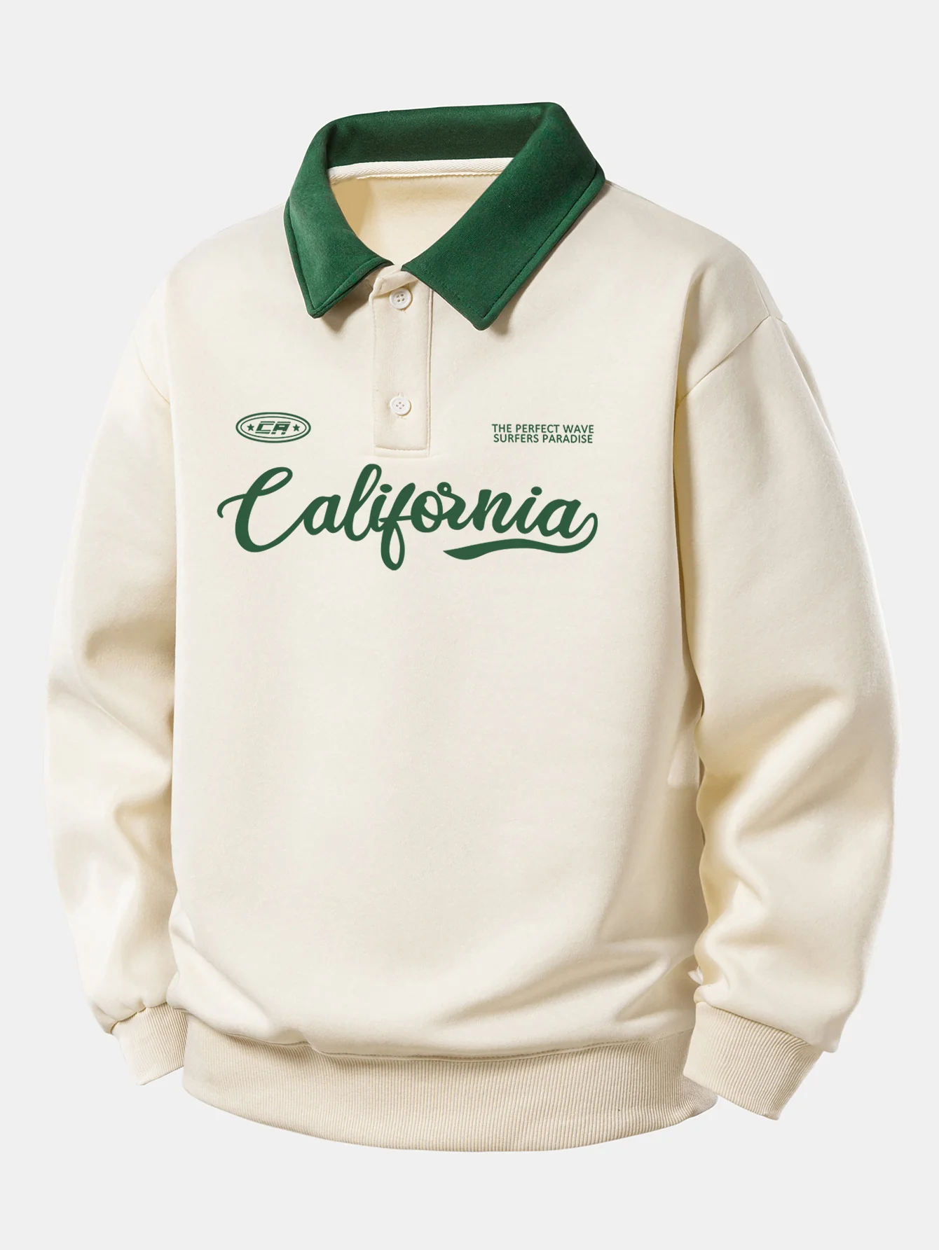 Relax Fit California Print Contrast Poloshirts Sweatshirt
