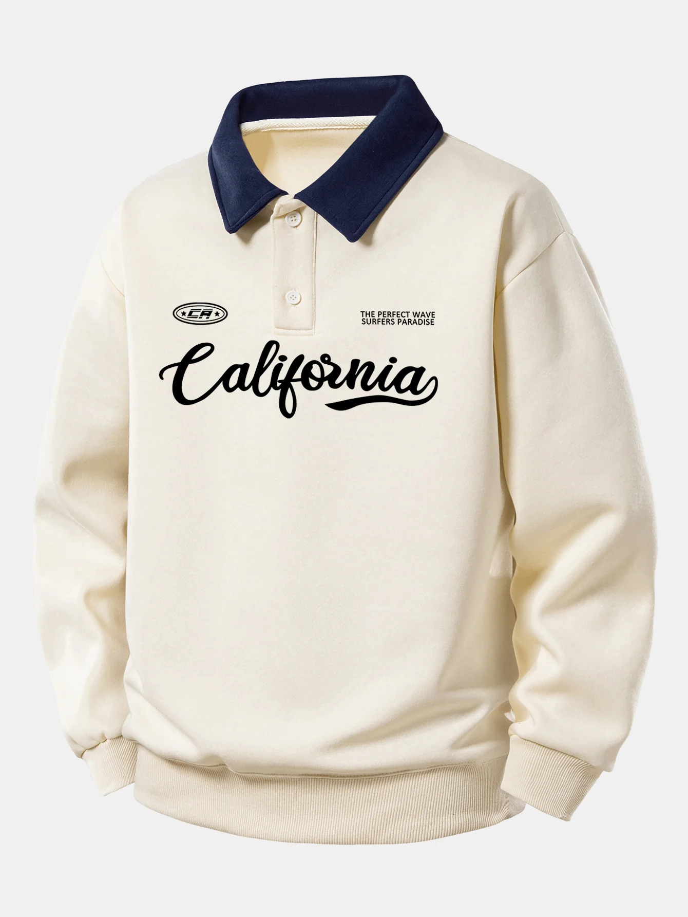 Relax Fit California Print Contrast Poloshirts Sweatshirt - Image 11