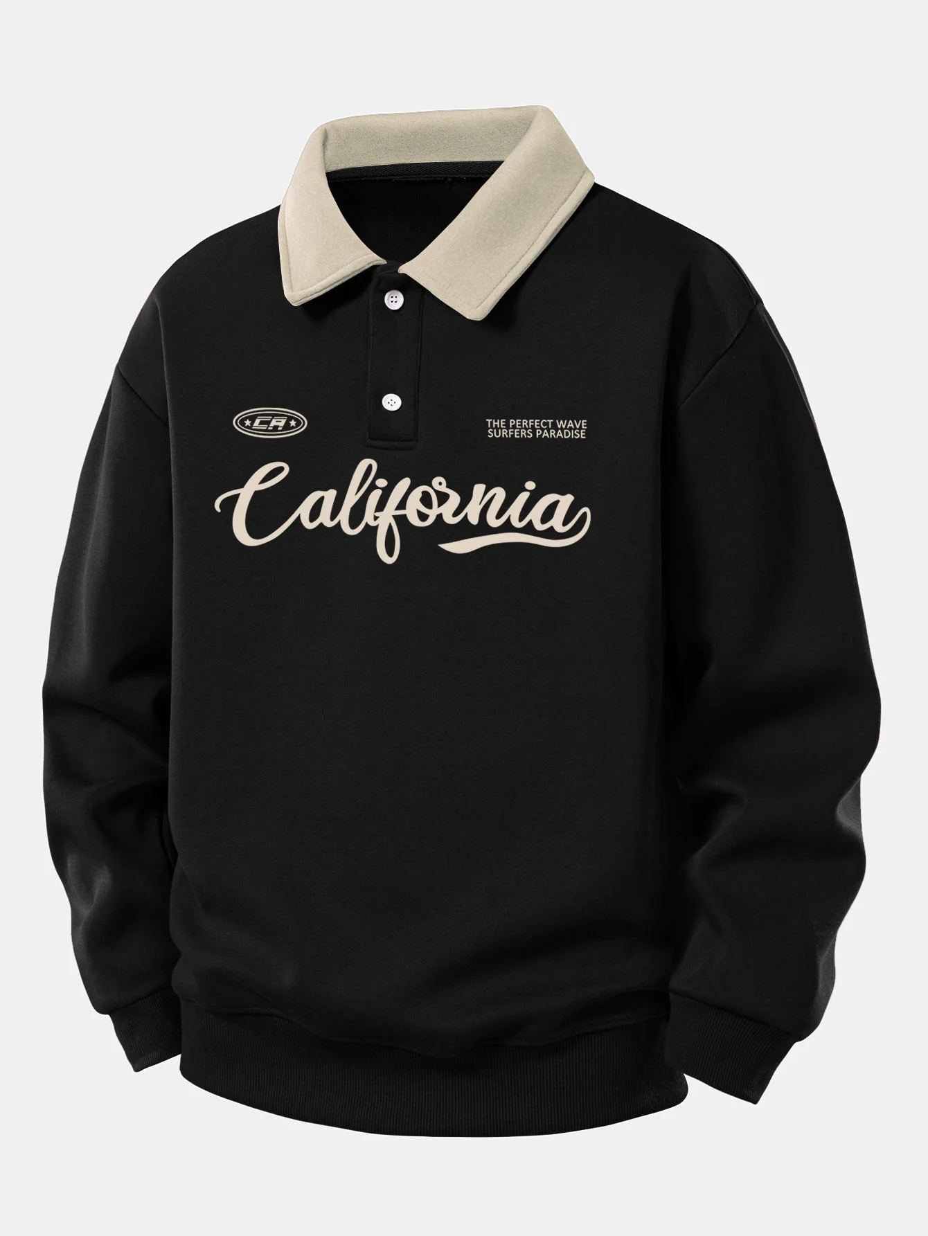 Relax Fit California Print Contrast Poloshirts Sweatshirt - Image 3