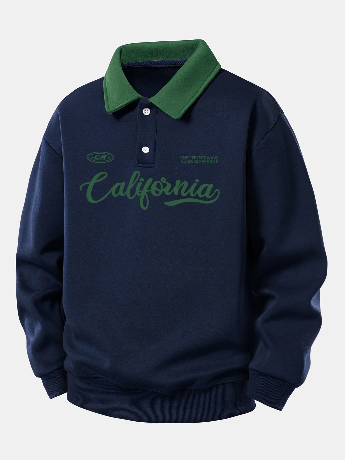 Relax Fit California Print Contrast Poloshirts Sweatshirt - Image 5