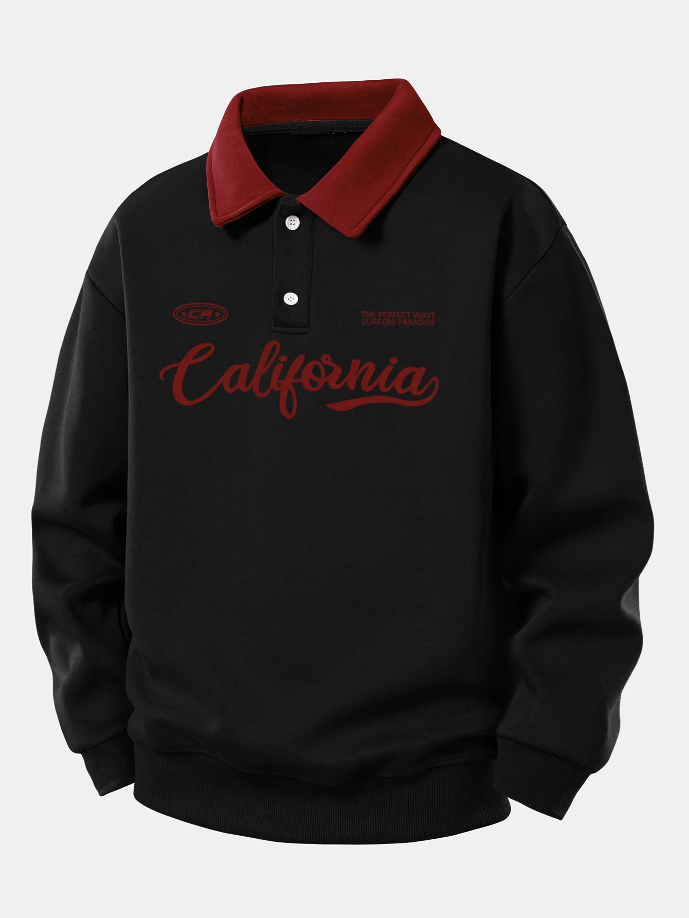 Relax Fit California Print Contrast Poloshirts Sweatshirt - Image 7
