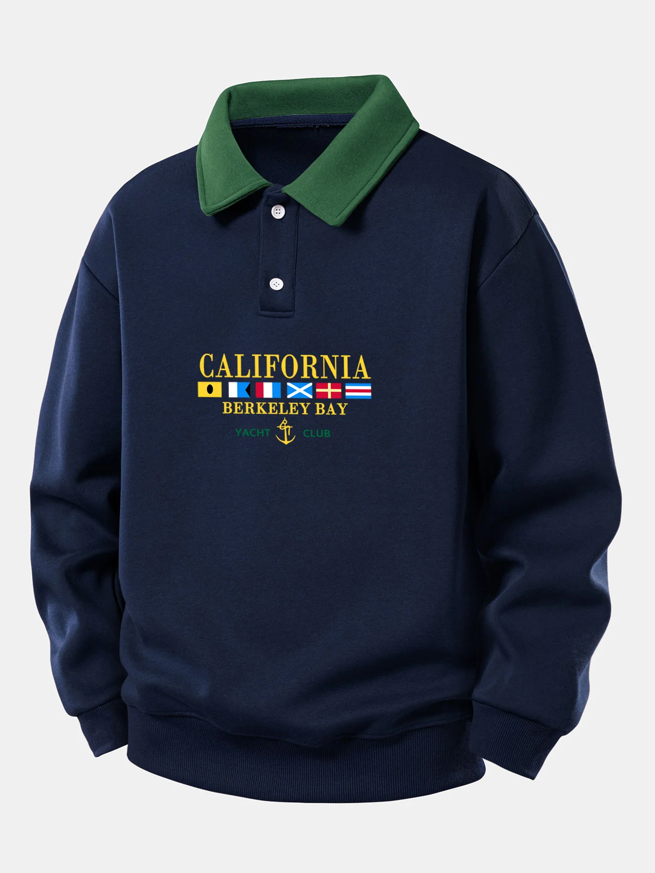 Relax Fit California Print Contrast Poloshirts Sweatshirt - Image 3