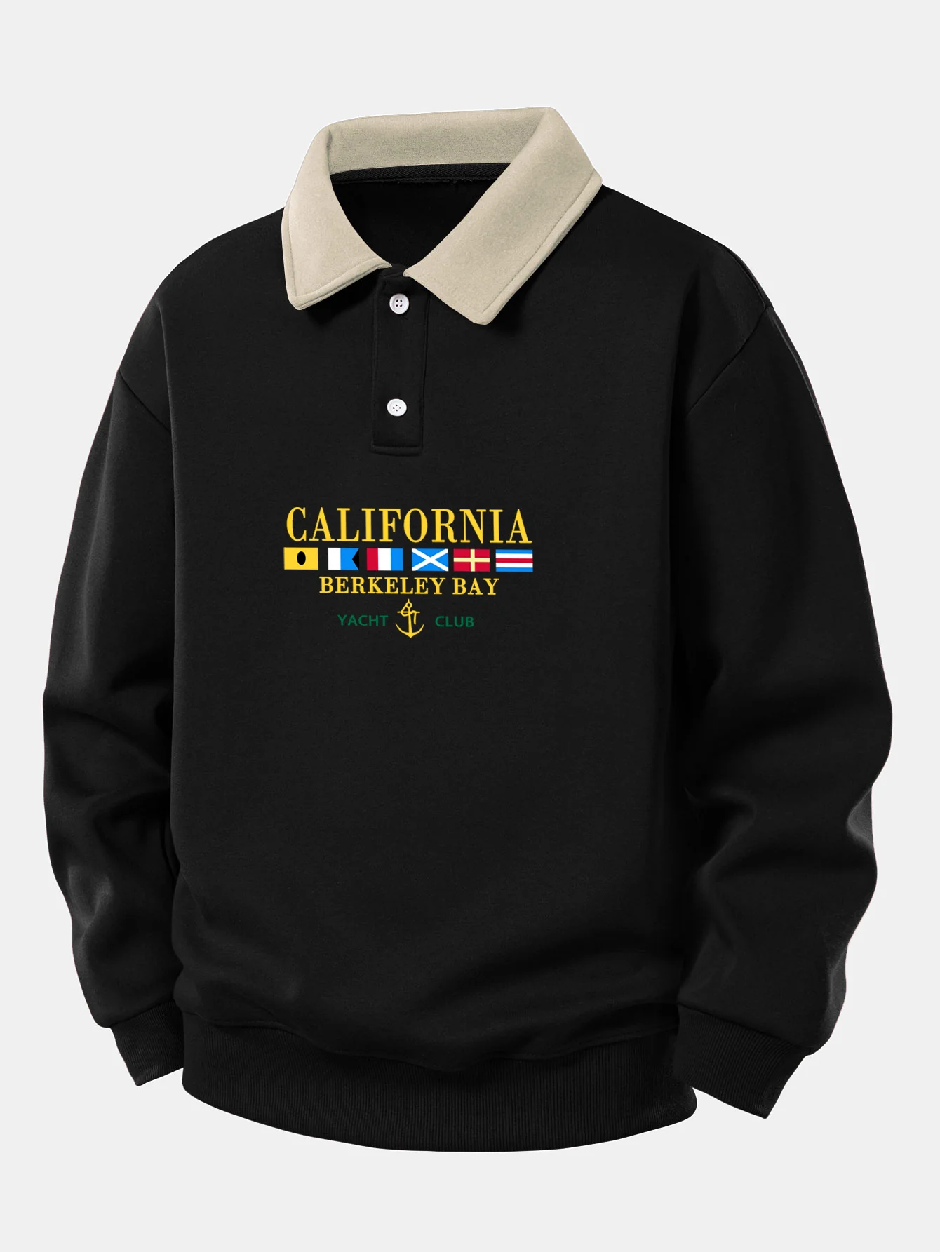 Relax Fit California Print Contrast Poloshirts Sweatshirt - Image 5
