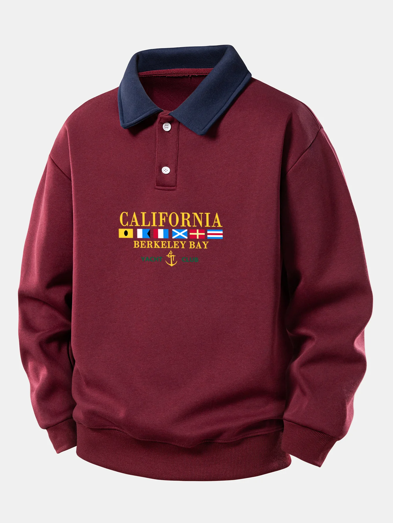 Relax Fit California Print Contrast Poloshirts Sweatshirt - Image 7
