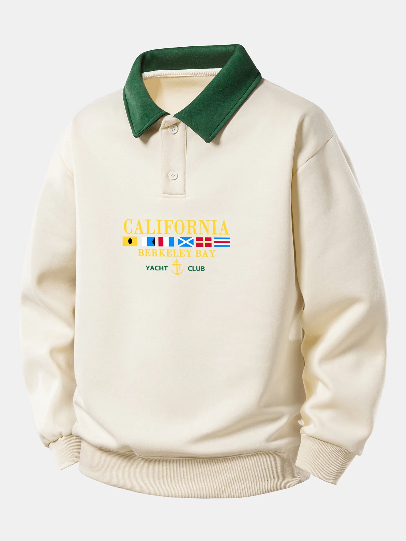 Relax Fit California Print Contrast Poloshirts Sweatshirt - Image 9