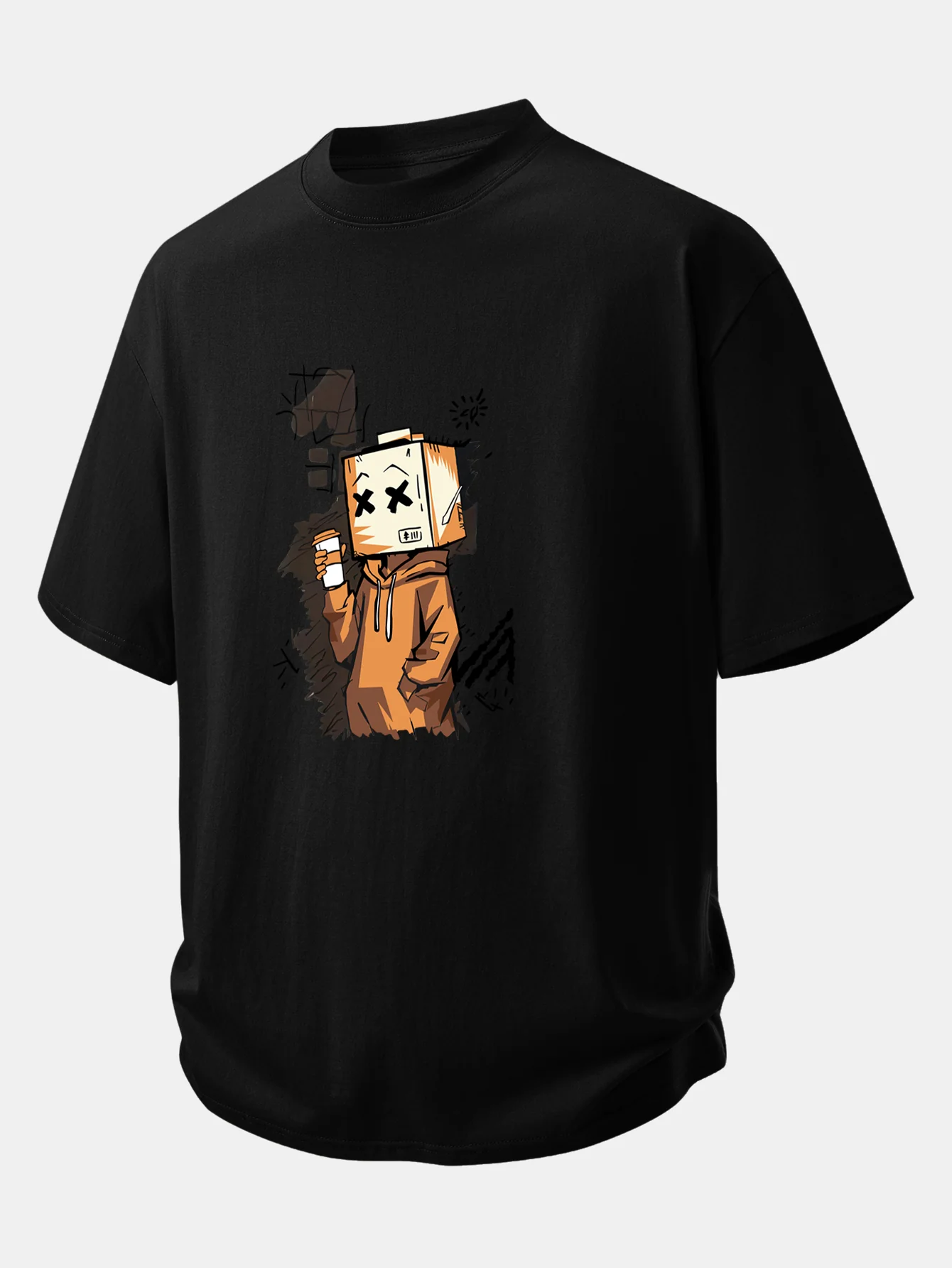 Relax Fit Cartoon Box Head Print Cotton T-Shirt - Image 2