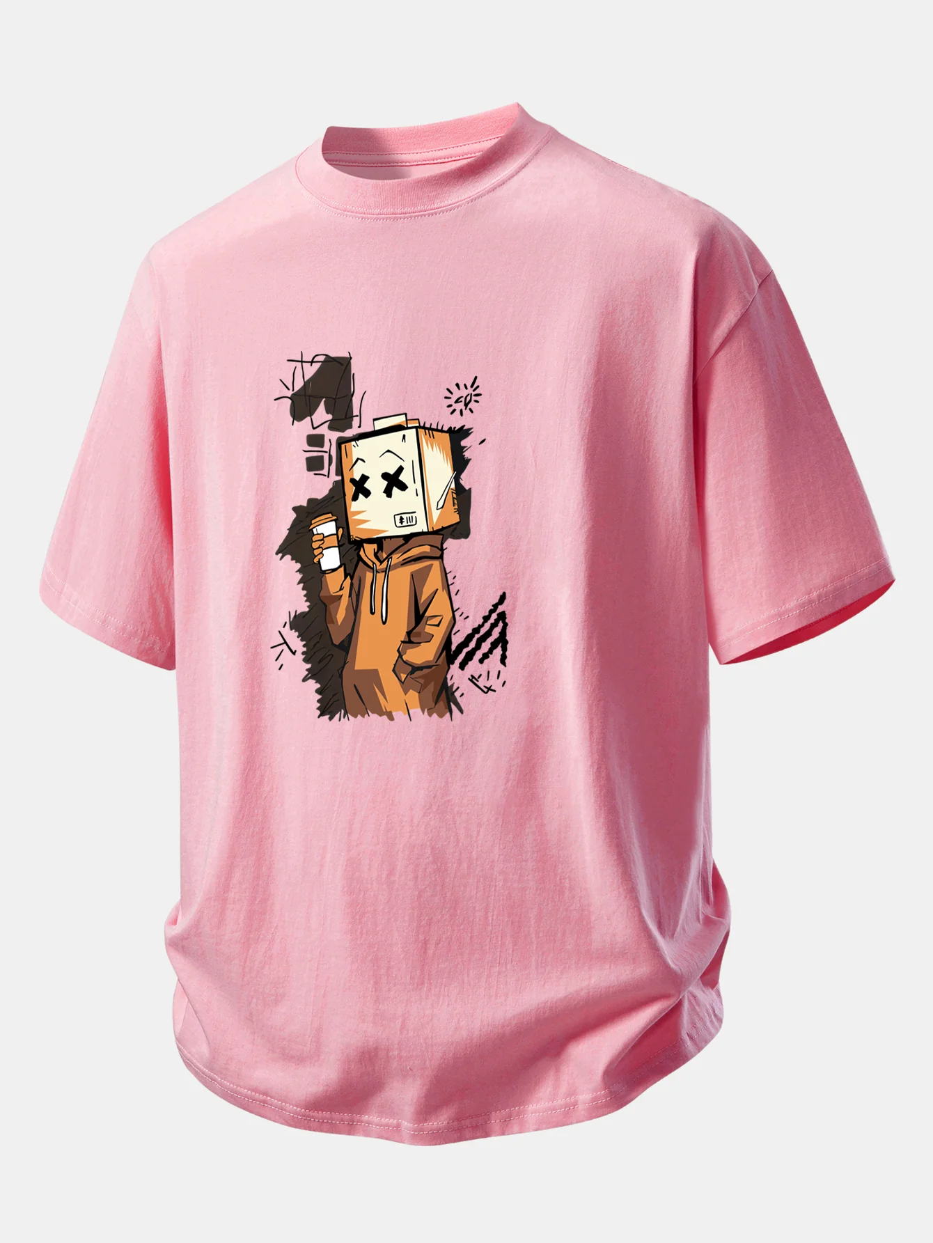 Relax Fit Cartoon Box Head Print Cotton T-Shirt - Image 4