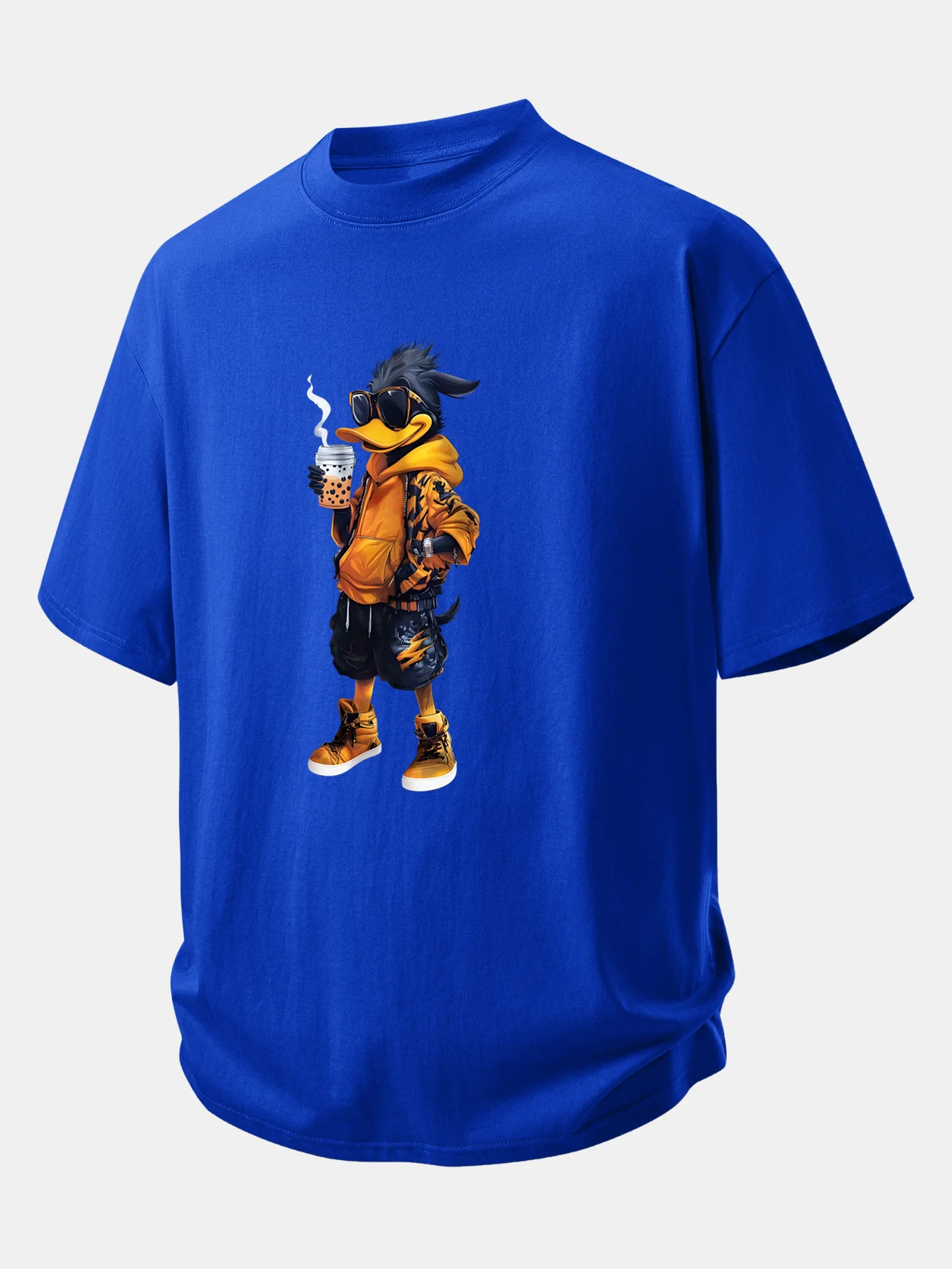 Relax Fit Cartoon Duck Print Cotton T-Shirt - Image 4