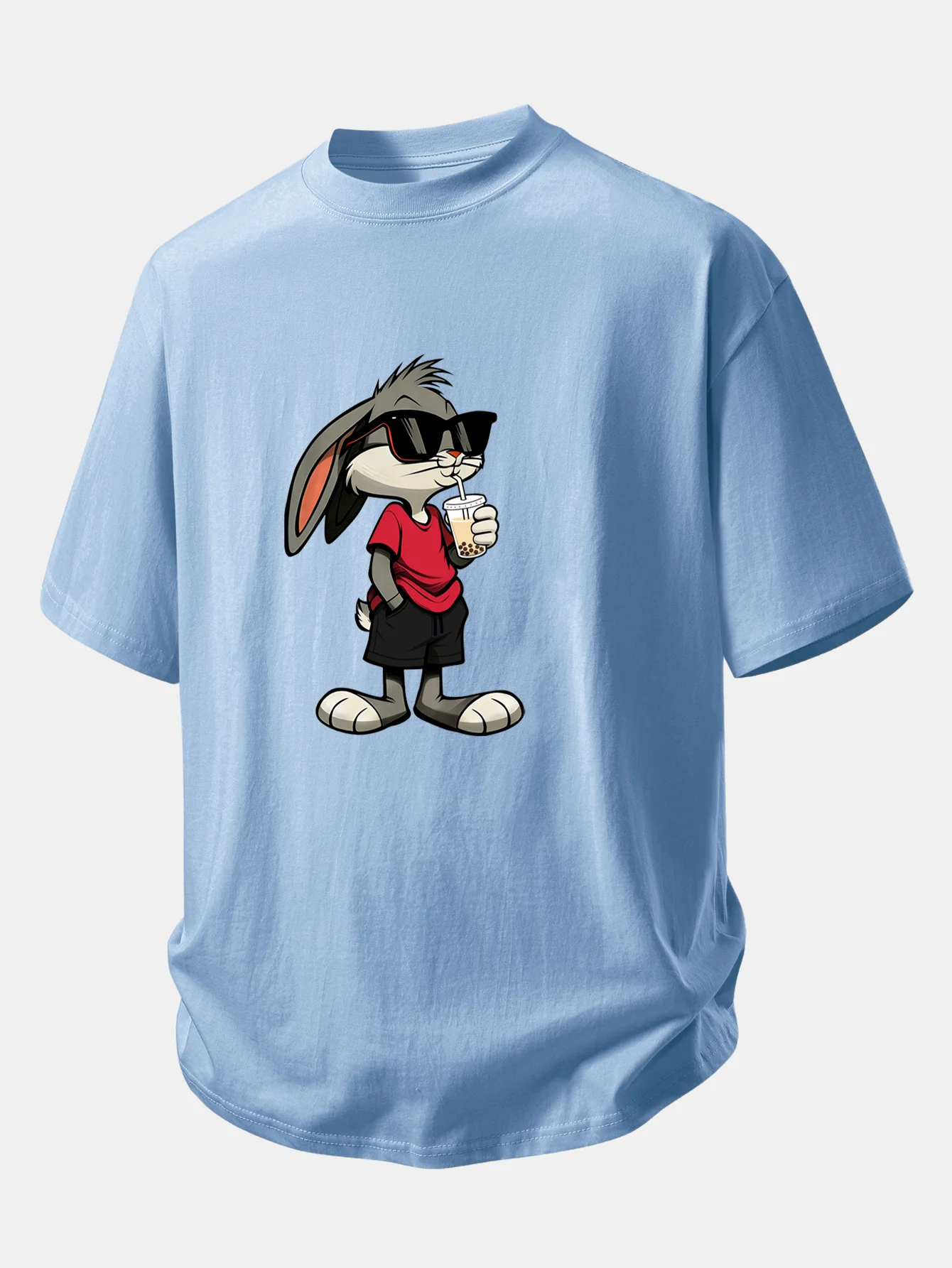 Relax Fit Cartoon Rabbit Print Cotton T-Shirt - Image 10