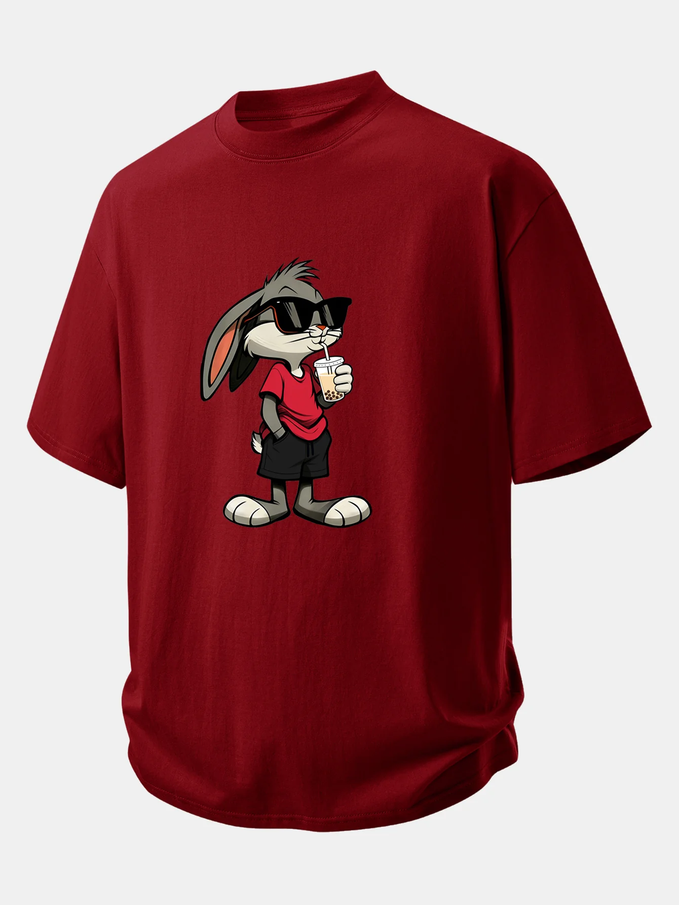 Relax Fit Cartoon Rabbit Print Cotton T-Shirt - Image 11