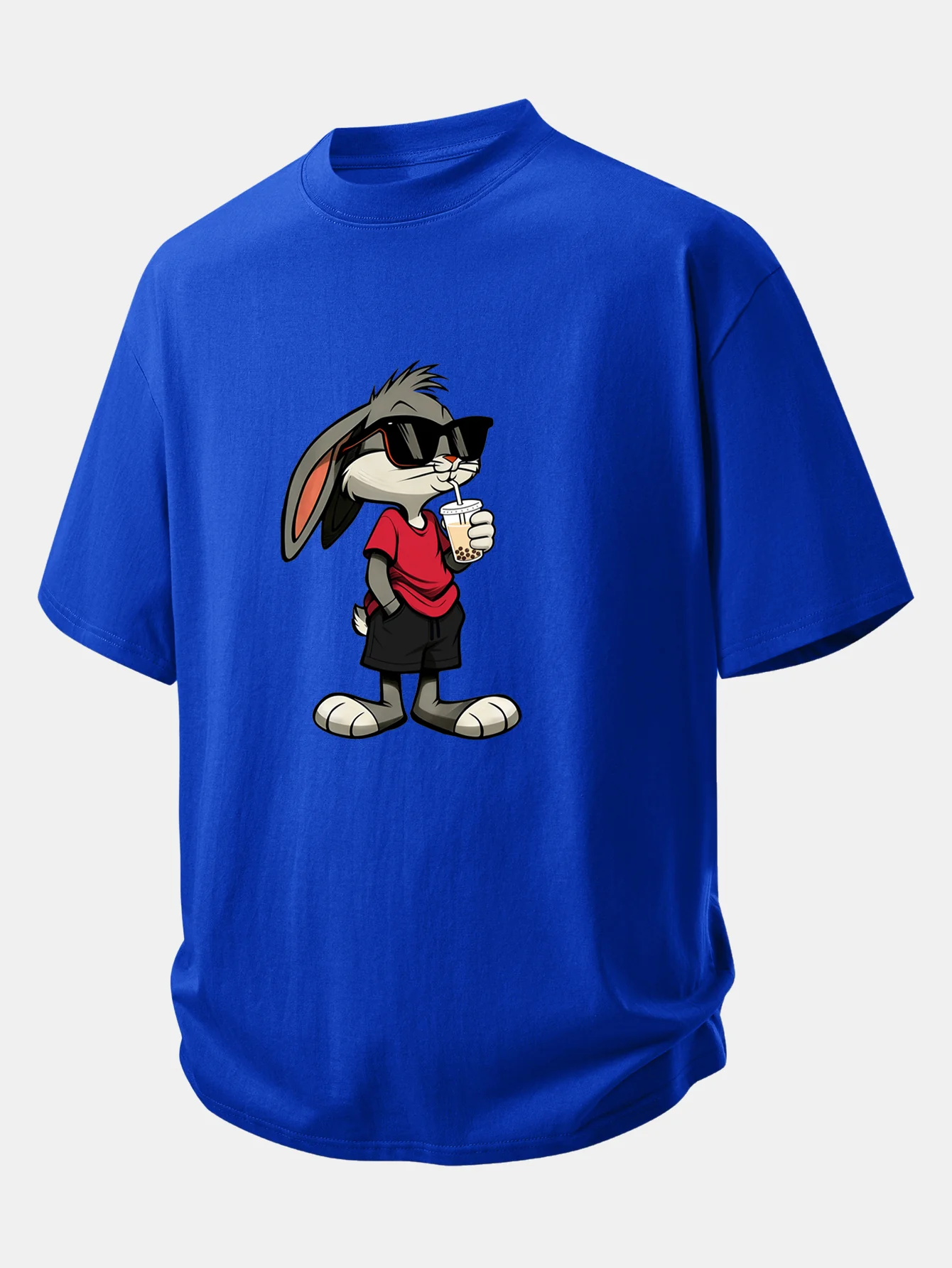 Relax Fit Cartoon Rabbit Print Cotton T-Shirt - Image 3