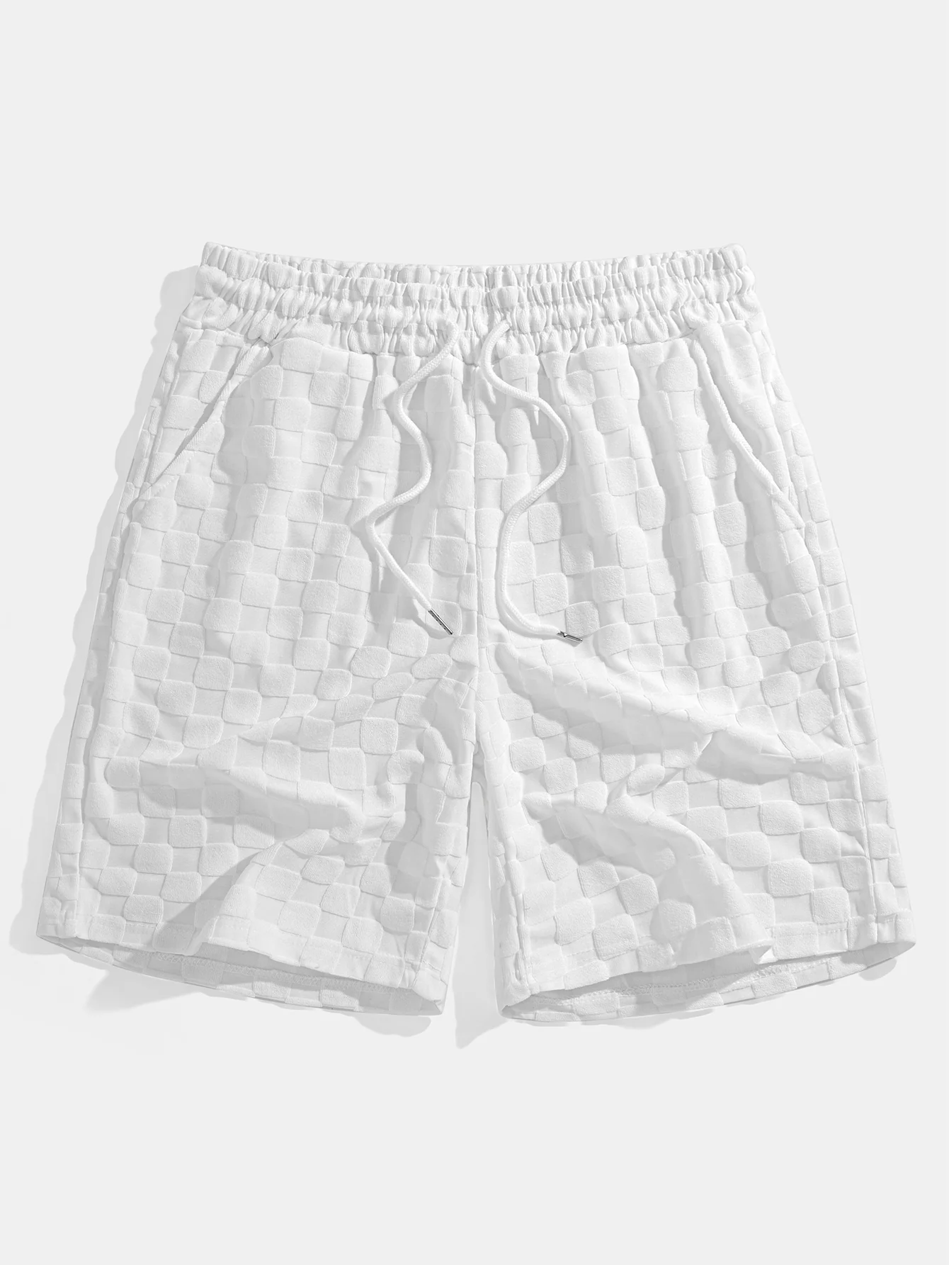 Entspannter Schnitt Schachbrett-Jacquard Freizeit T-Shirt & Shorts Set - Image 10