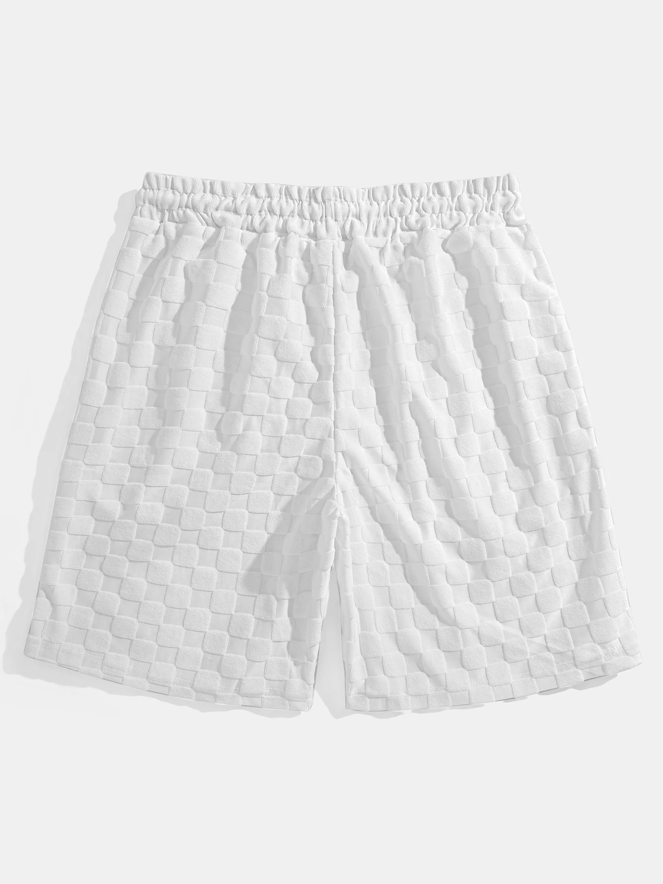 Entspannter Schnitt Schachbrett-Jacquard Freizeit T-Shirt & Shorts Set - Image 11