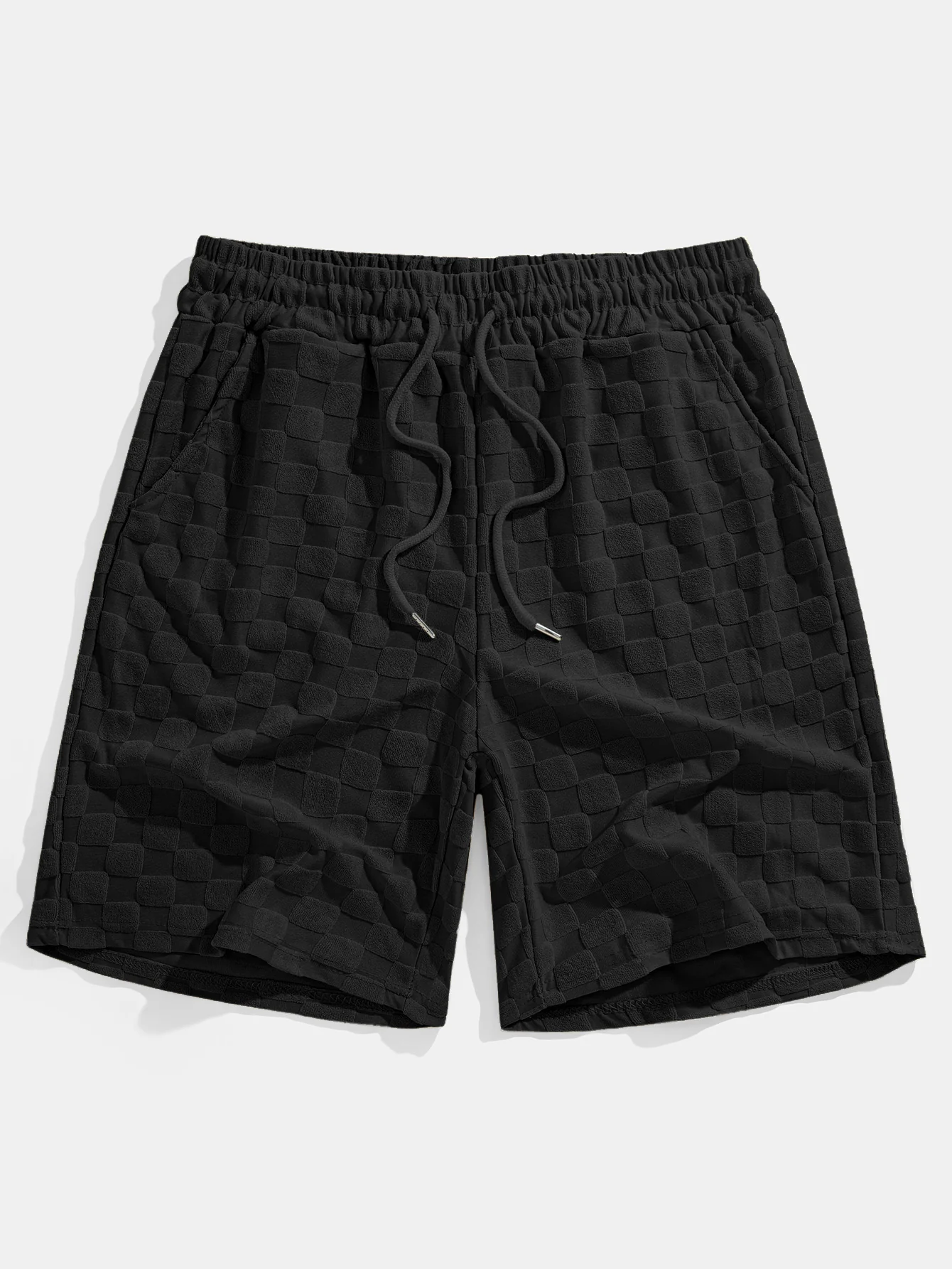 Entspannter Schnitt Schachbrett-Jacquard Freizeit T-Shirt & Shorts Set - Image 12