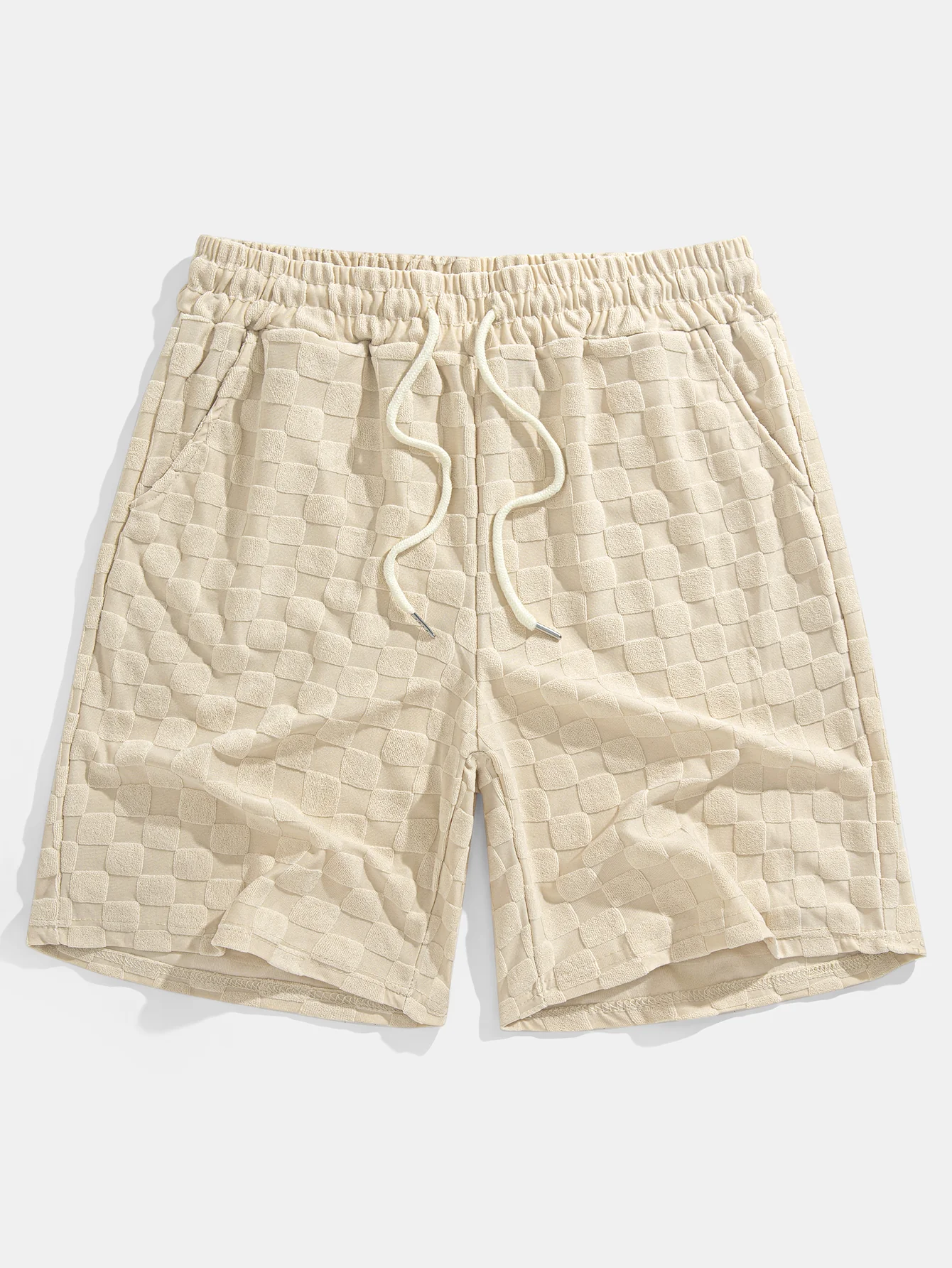 Entspannter Schnitt Schachbrett-Jacquard Freizeit T-Shirt & Shorts Set - Image 14