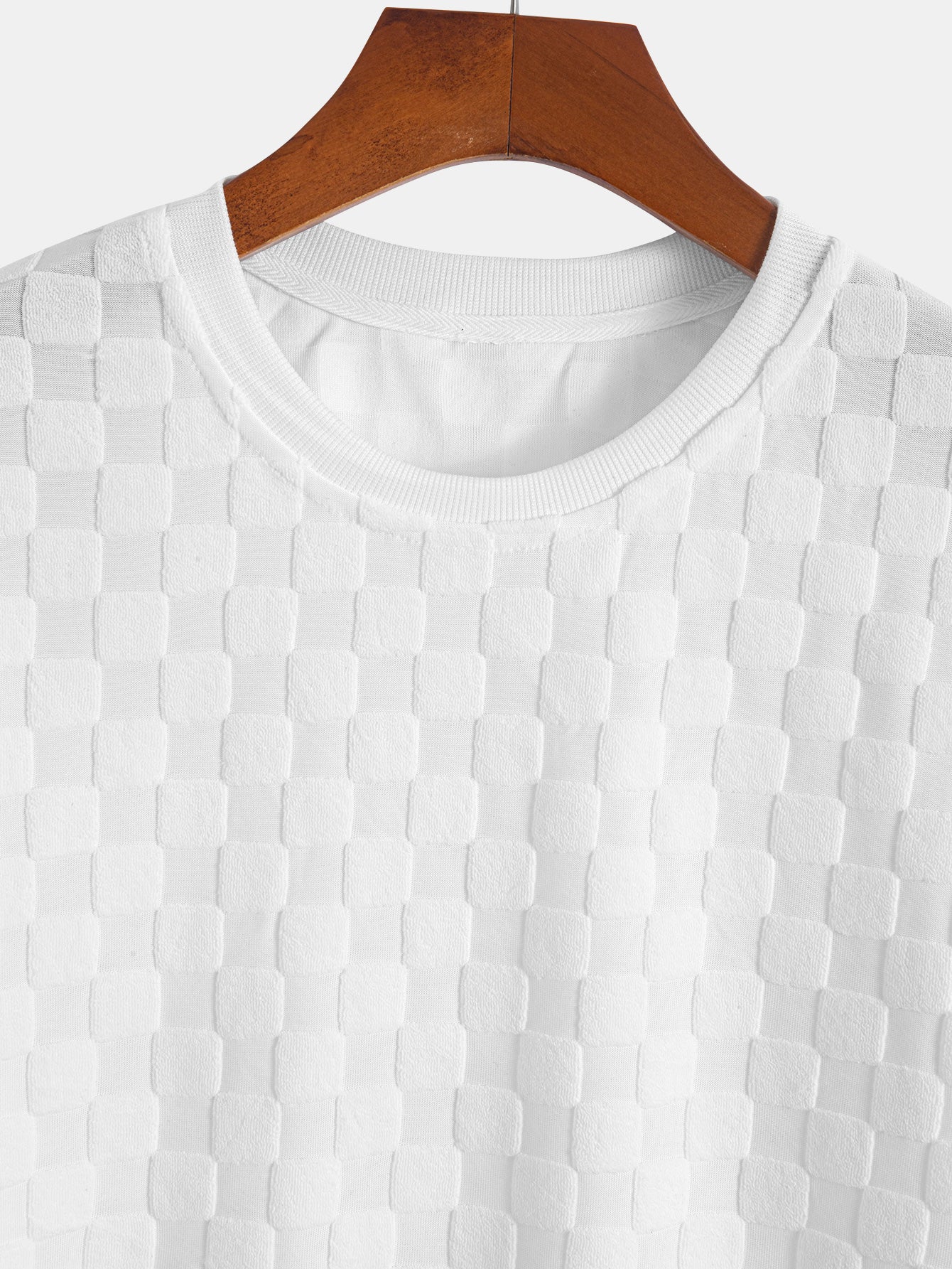 Entspannter Schnitt Schachbrett-Jacquard Freizeit T-Shirt & Shorts Set - Image 15