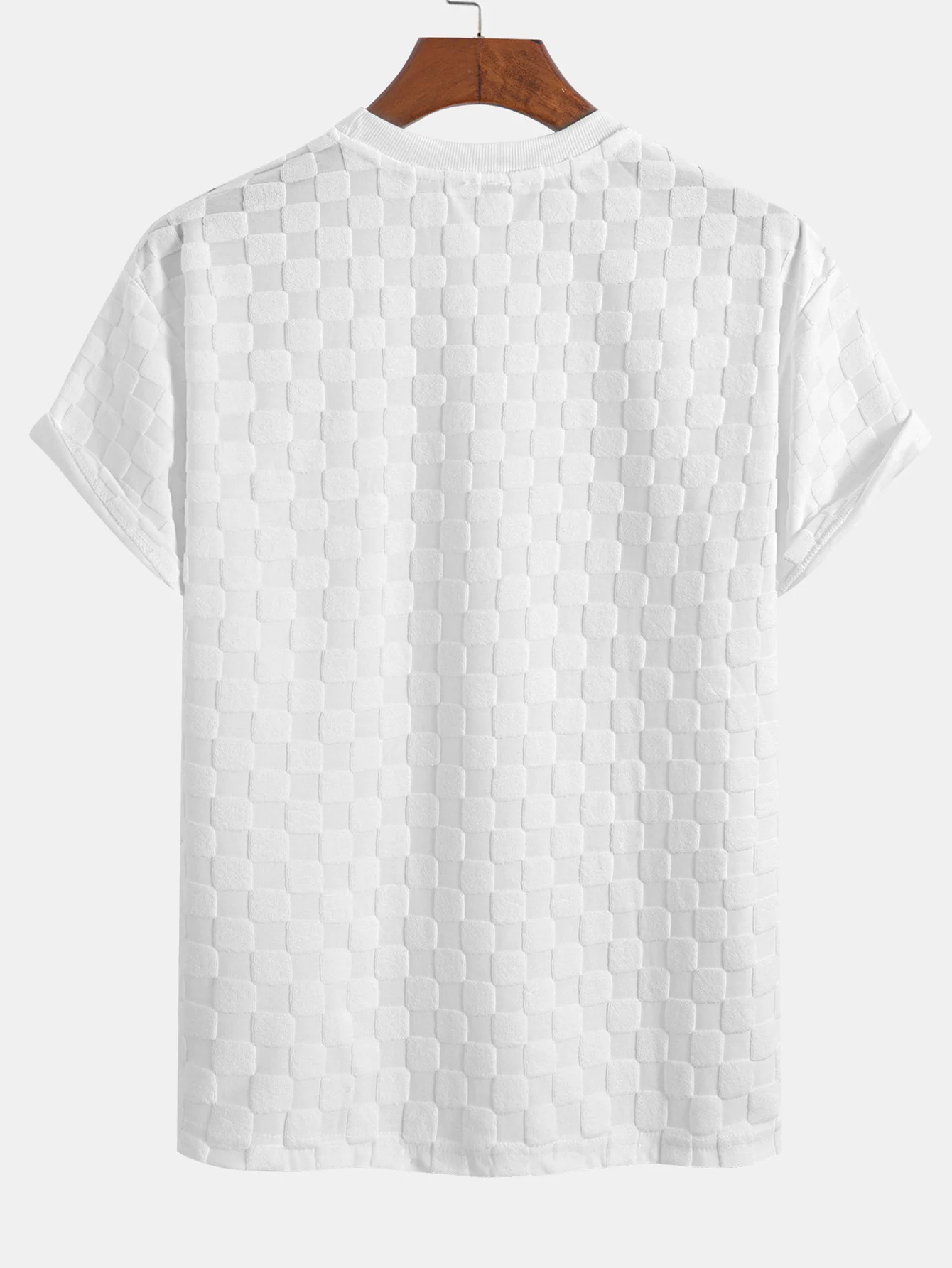 Entspannter Schnitt Schachbrett-Jacquard Freizeit T-Shirt & Shorts Set - Image 6