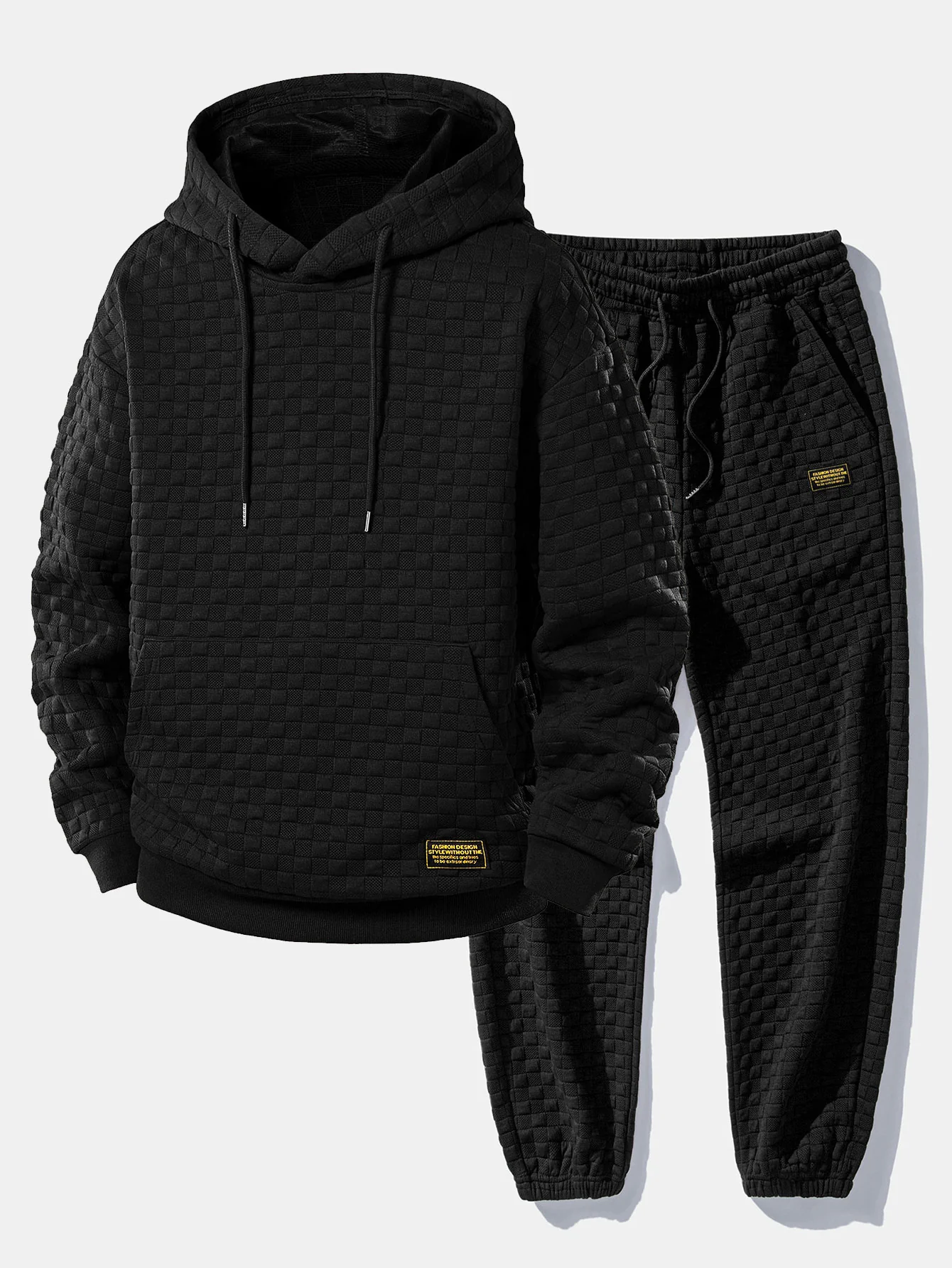 Relax Fit Checkerboard Jacquard Hoodie & Jogging Pants - Image 2
