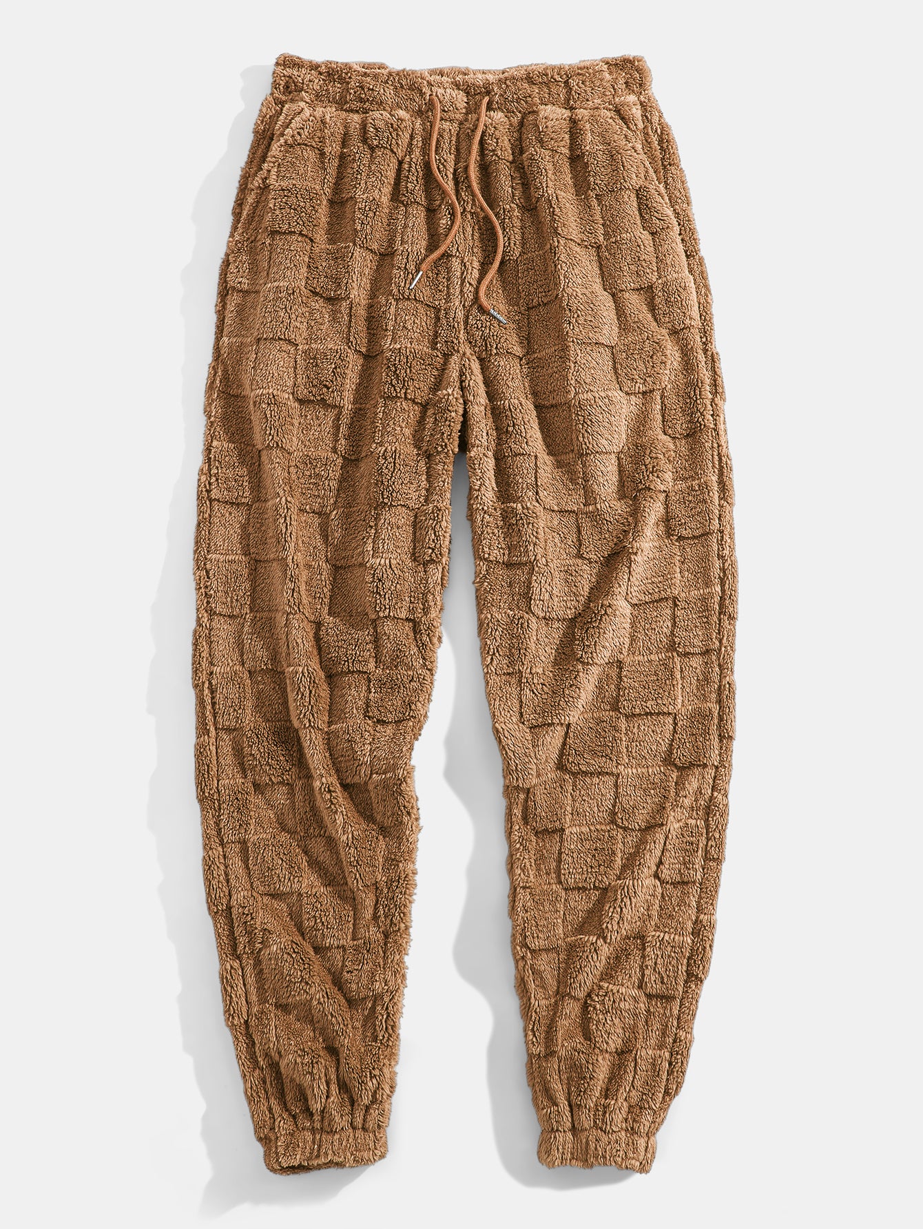 Relax Fit Checkerboard Kangaroo Pocket Teddy Hoodie & Jogger Pants - Image 10