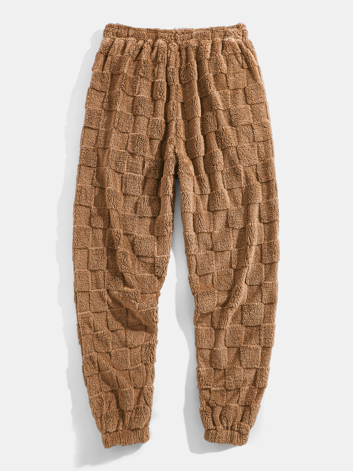 Relax Fit Checkerboard Kangaroo Pocket Teddy Hoodie & Jogger Pants - Image 11
