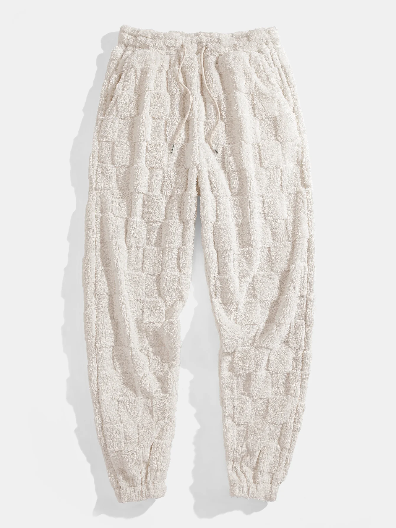 Relax Fit Checkerboard Kangaroo Pocket Teddy Hoodie & Jogger Pants - Image 12