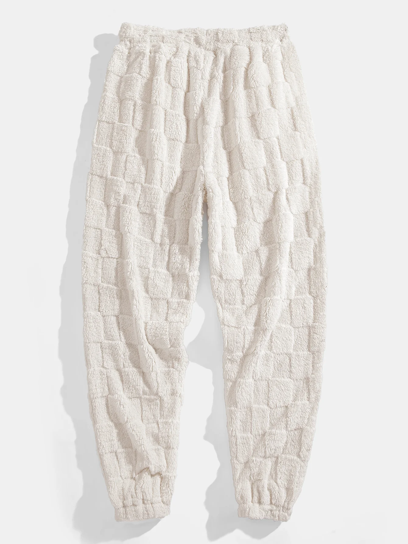 Relax Fit Checkerboard Kangaroo Pocket Teddy Hoodie & Jogger Pants - Image 13