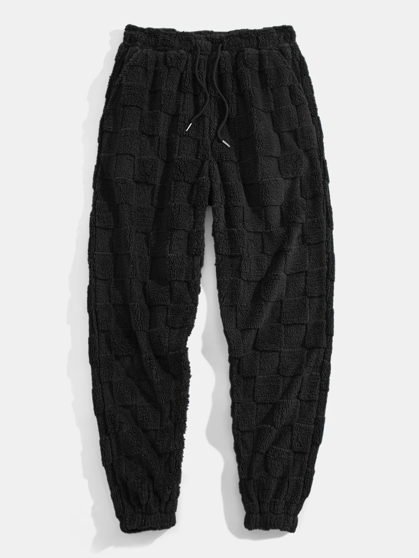 Relax Fit Checkerboard Kangaroo Pocket Teddy Hoodie & Jogger Pants - Image 14