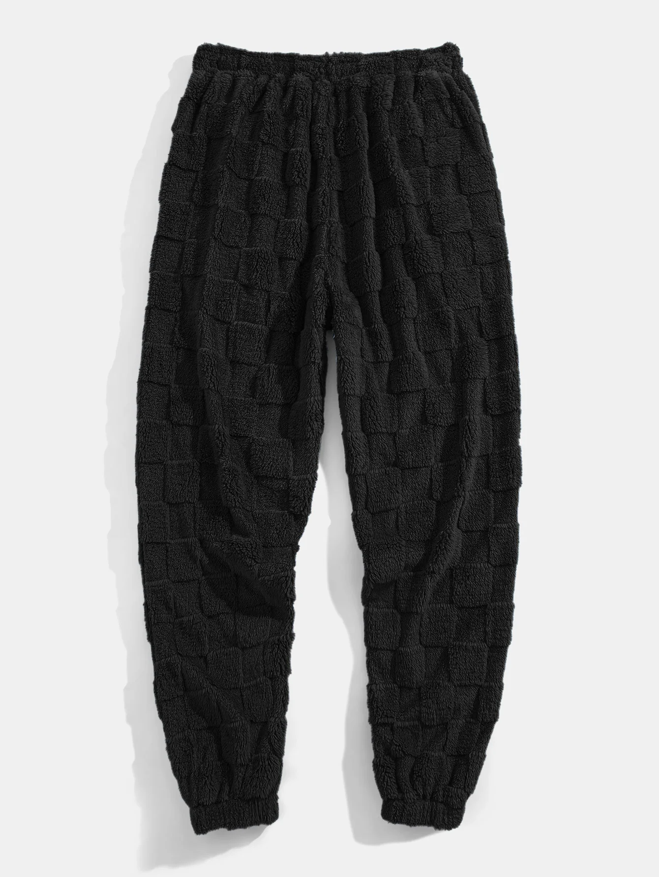 Relax Fit Checkerboard Kangaroo Pocket Teddy Hoodie & Jogger Pants - Image 15