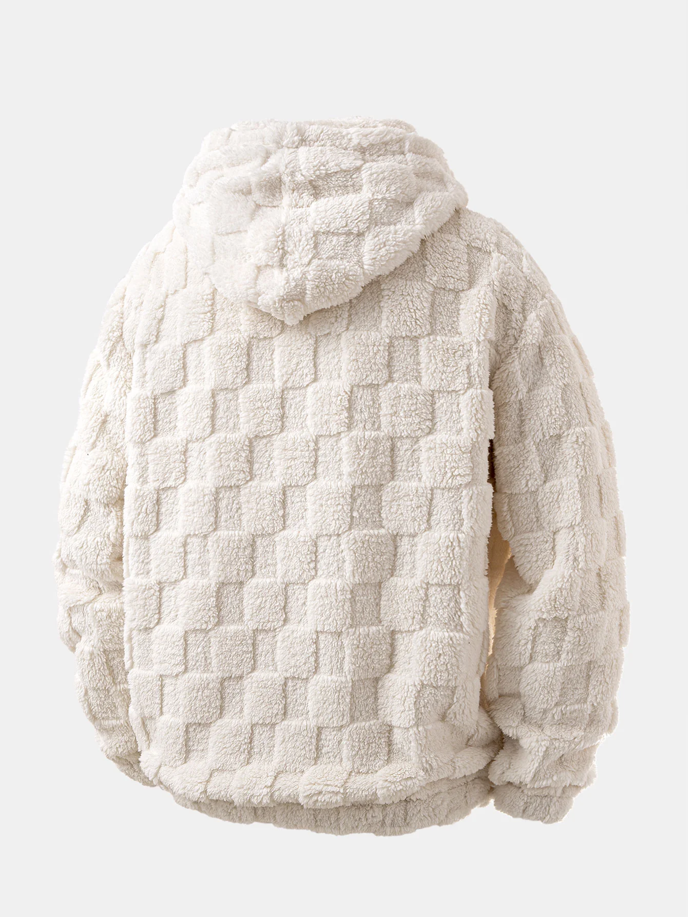 Relax Fit Checkerboard Kangaroo Pocket Teddy Hoodie & Jogger Pants - Image 7
