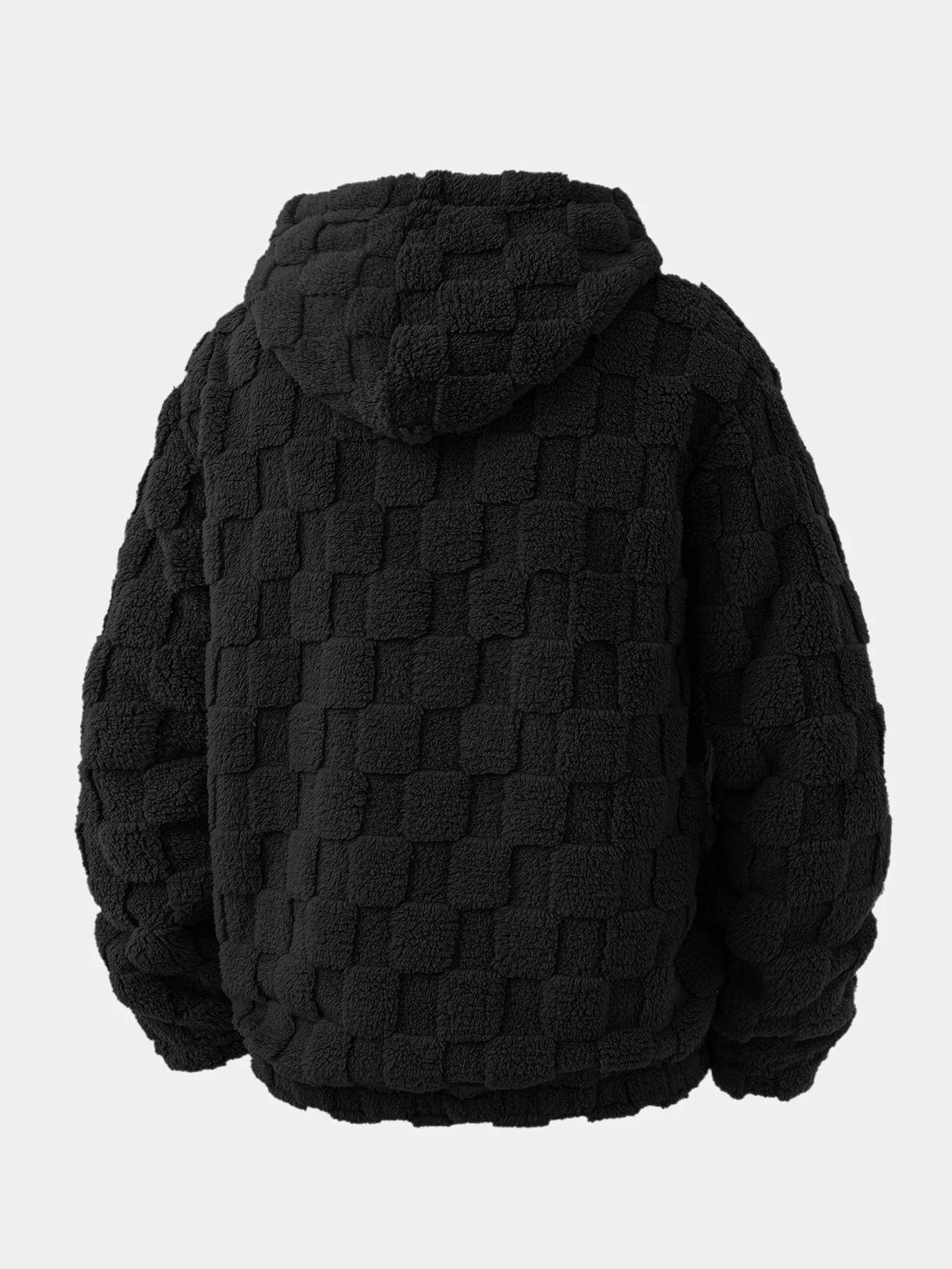 Relax Fit Checkerboard Kangaroo Pocket Teddy Hoodie & Jogger Pants - Image 9