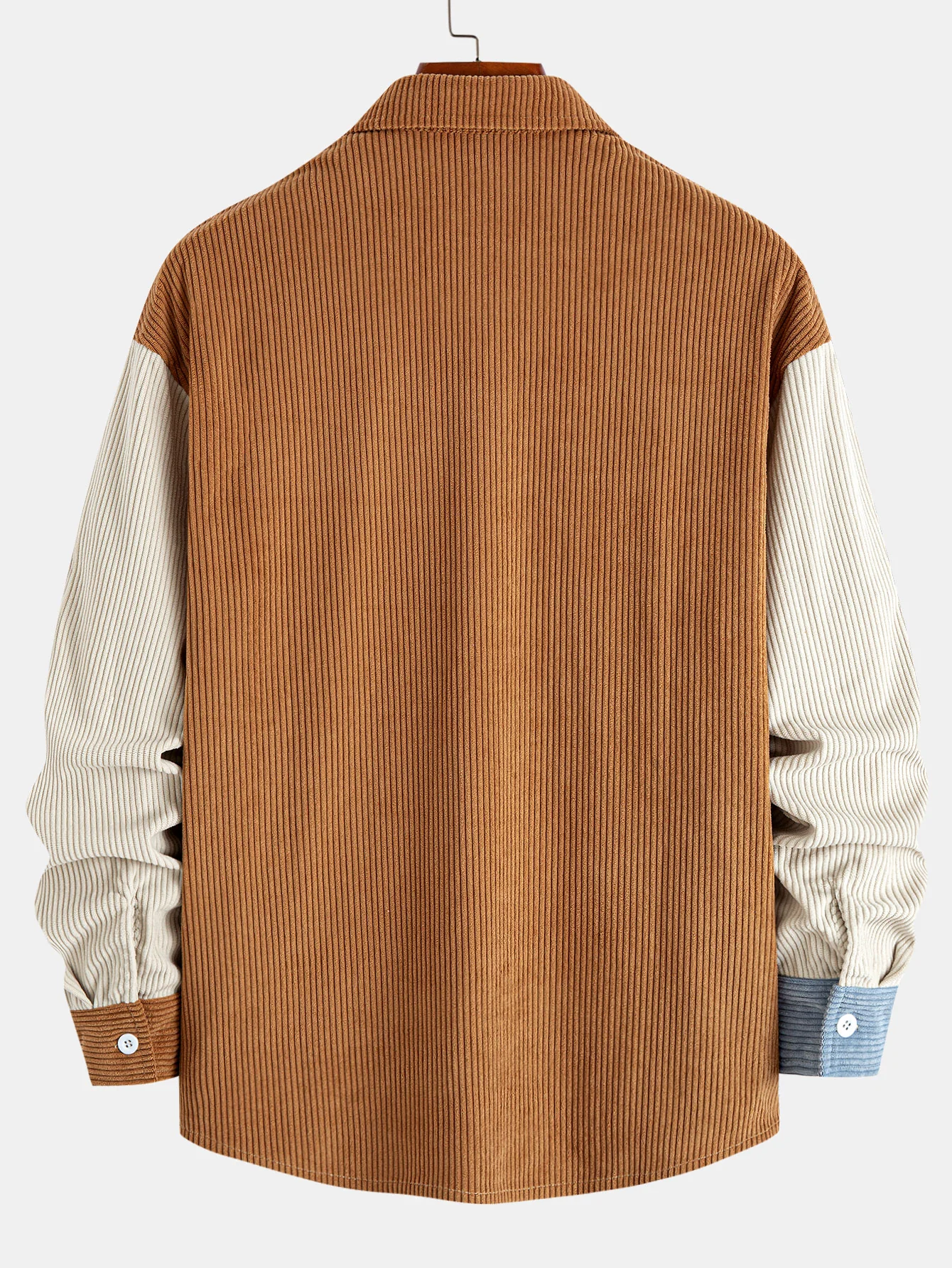 Relax Fit Color Block Corduroy Button Up Shirt - Image 4