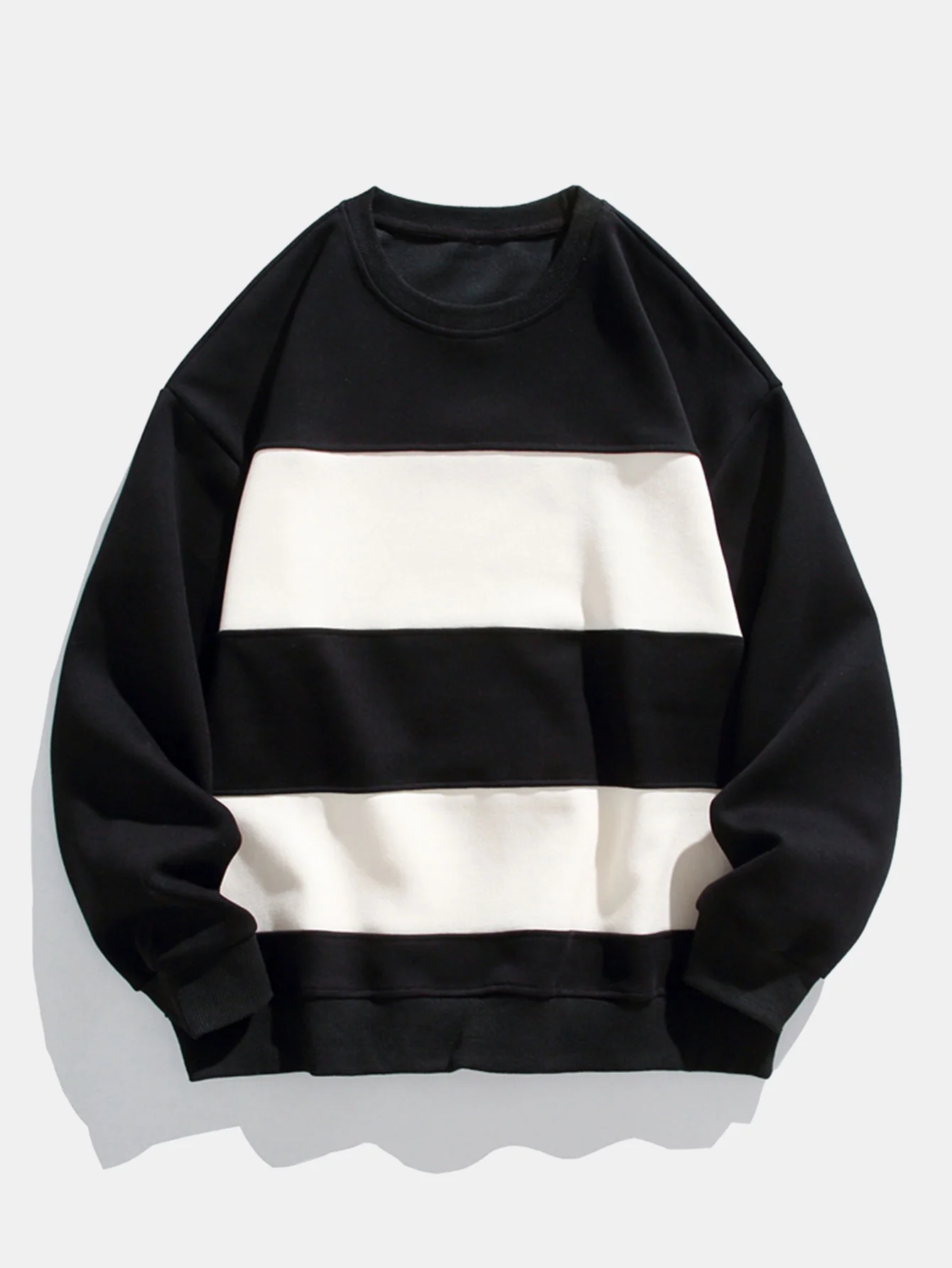 Relaxed Fit Farbblock Rundhals Sweatshirt - Image 3