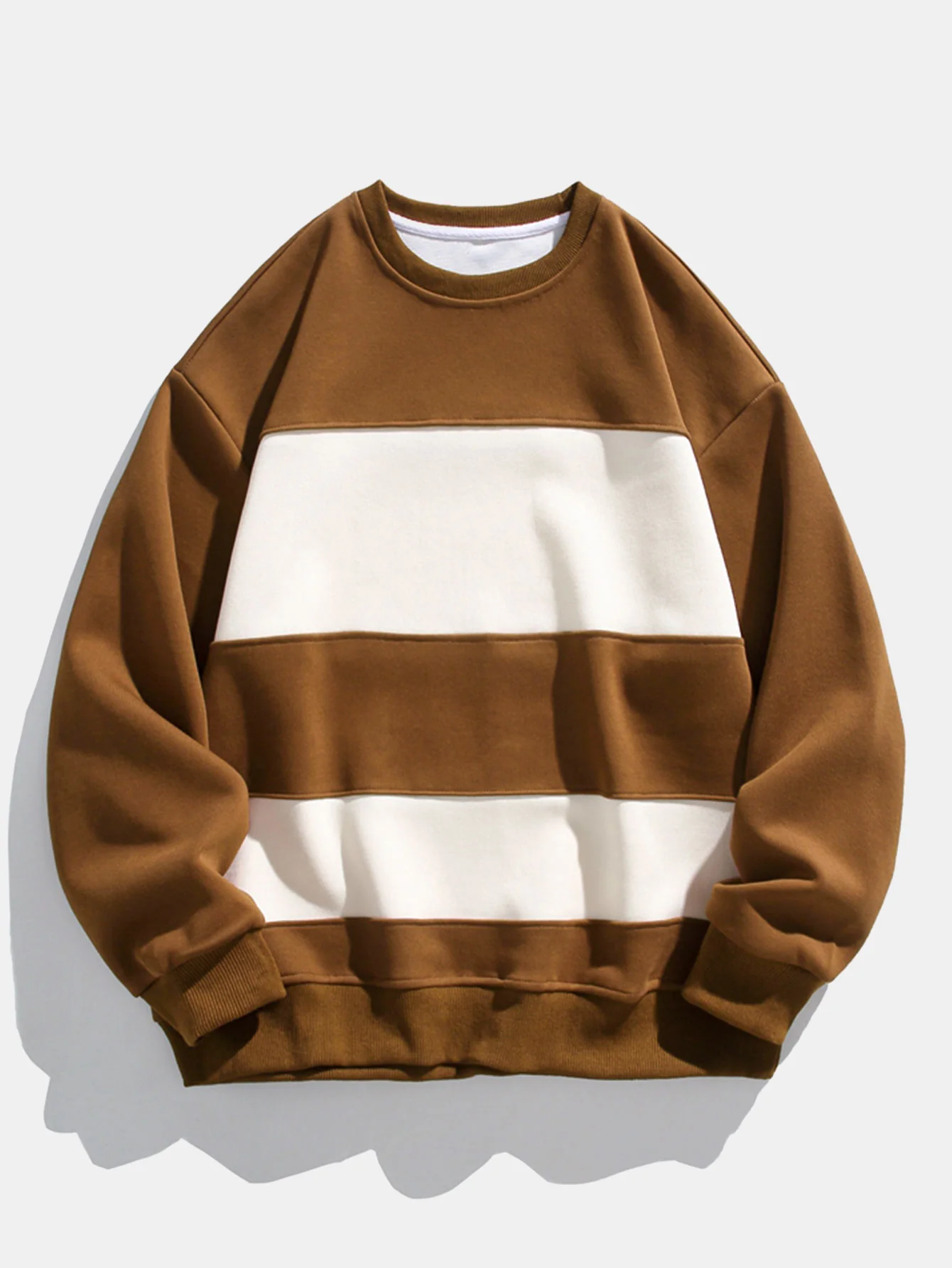 Relaxed Fit Farbblock Rundhals Sweatshirt - Image 5