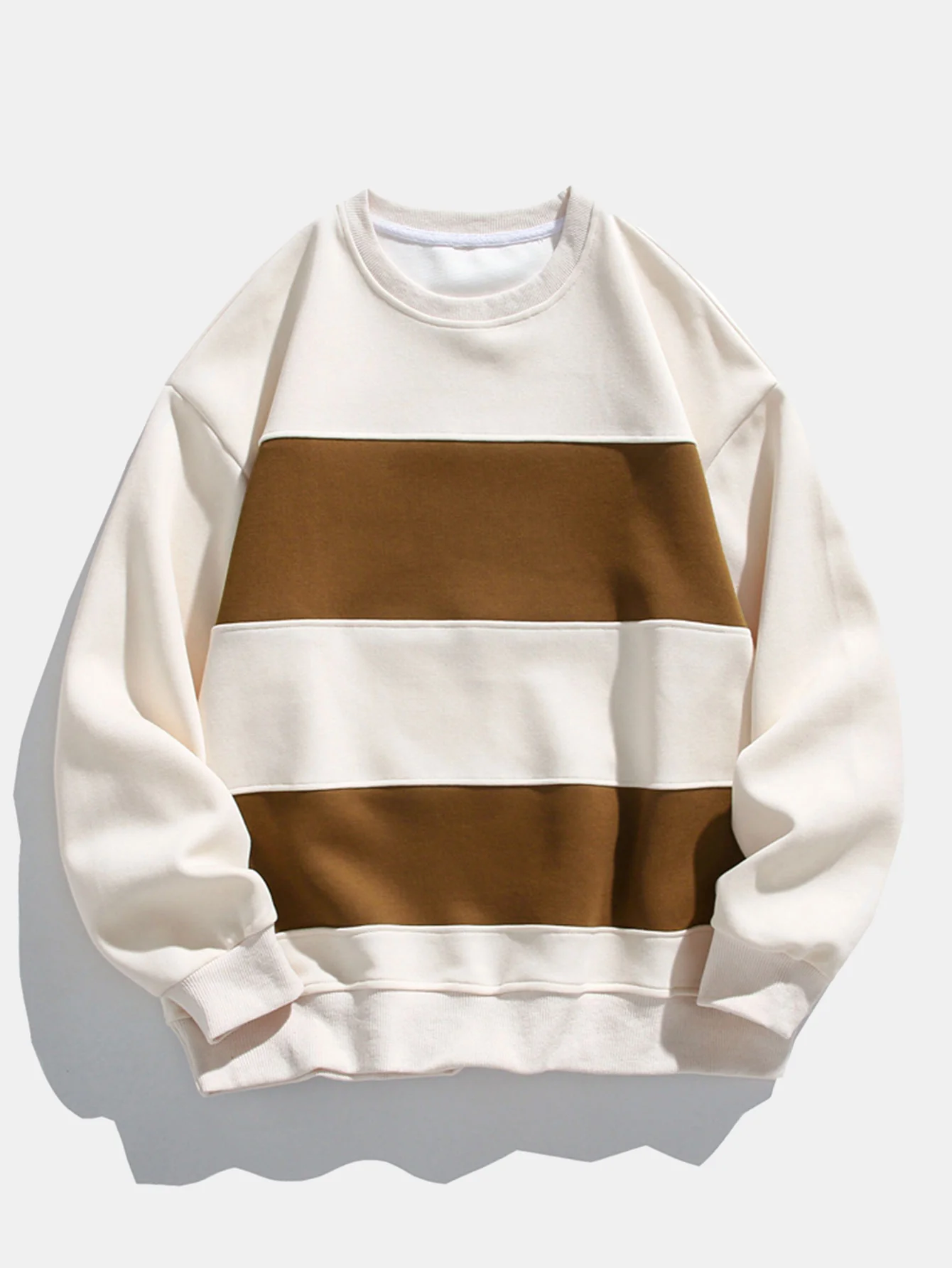 Relaxed Fit Farbblock Rundhals Sweatshirt - Image 7